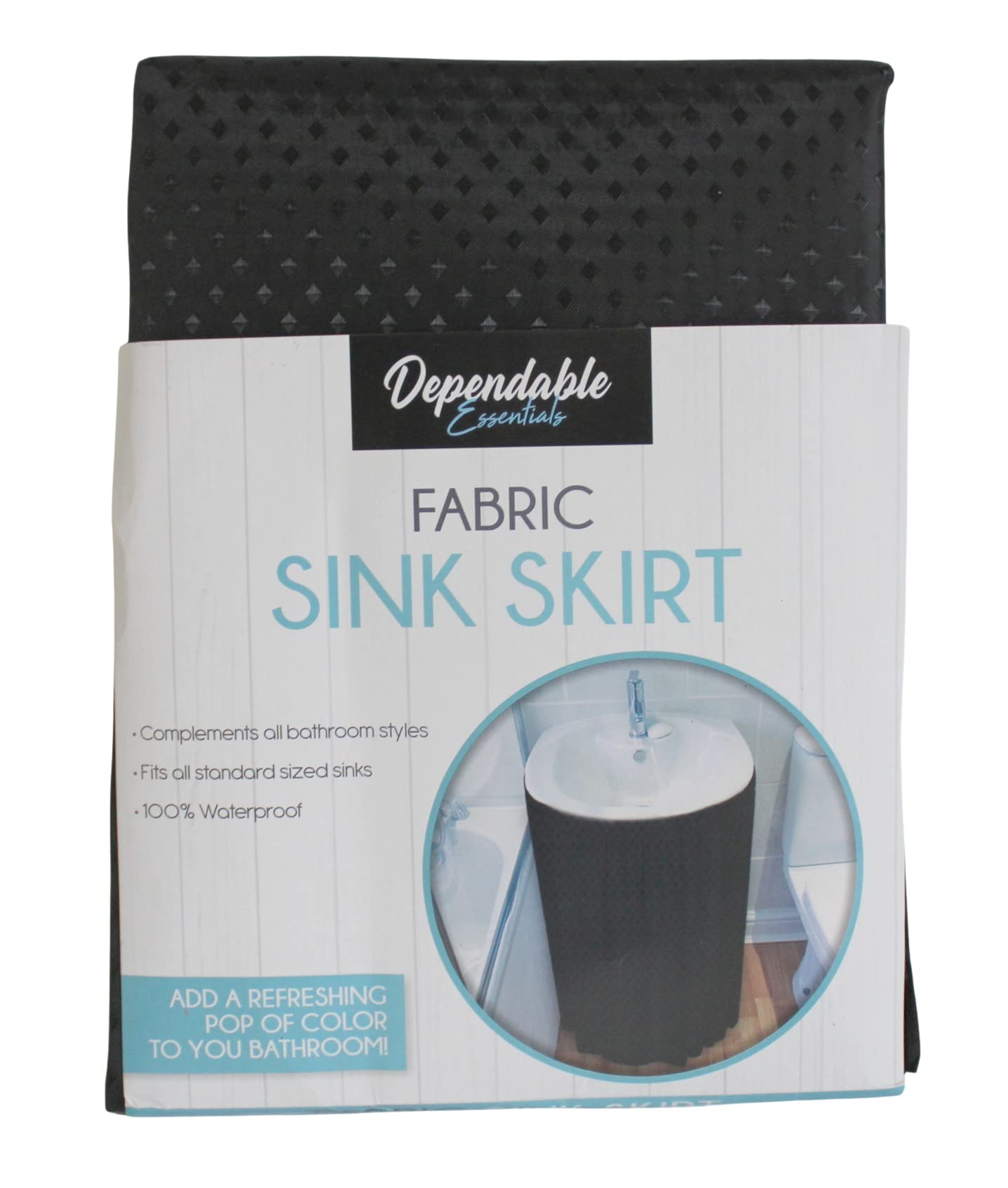 Waterproof Under Sink Skirt with Adhesive Tape - Black Diamond Stitch Bathroom & Kitchen Sink Cover for Extra Storage & Stylish Concealment | Perfect for Organizing Cleaning Supplies & Hiding Pipes Under Vanity