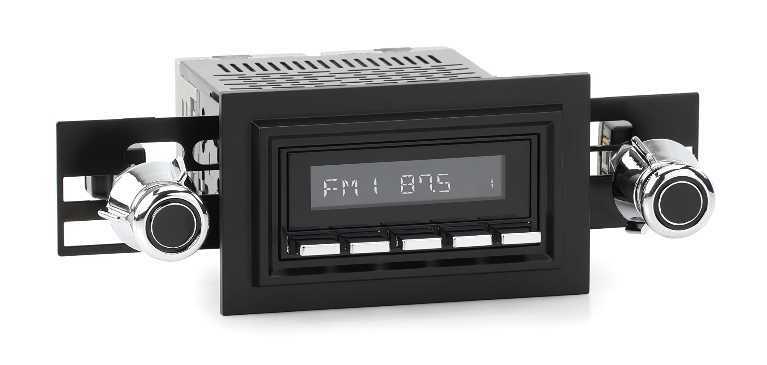 Vintage Style Motor 2 Car Radio with Black Faceplate, Chrome Pushbuttons & Knobs - Retro Automotive Stereo Upgrade Kit HBC-M2-221-55-75 | Perfect for Classic Car Restoration & Hot Rod Customization
