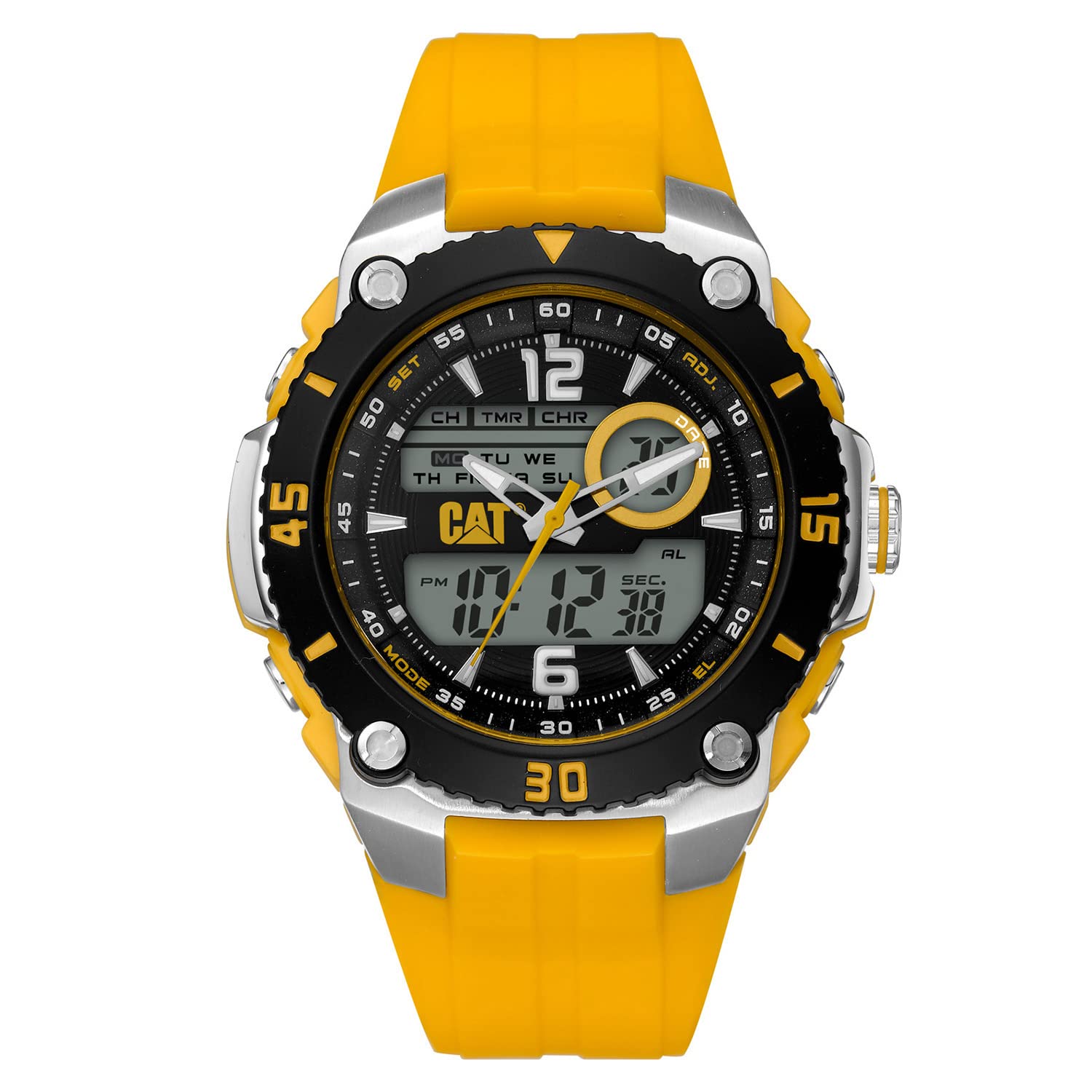 CAT Sportica Anadigit Men's Digital Watch with Yellow Strap ME.145.27.137 - Durable Sports Watch for Running, Hiking & Outdoor Activities