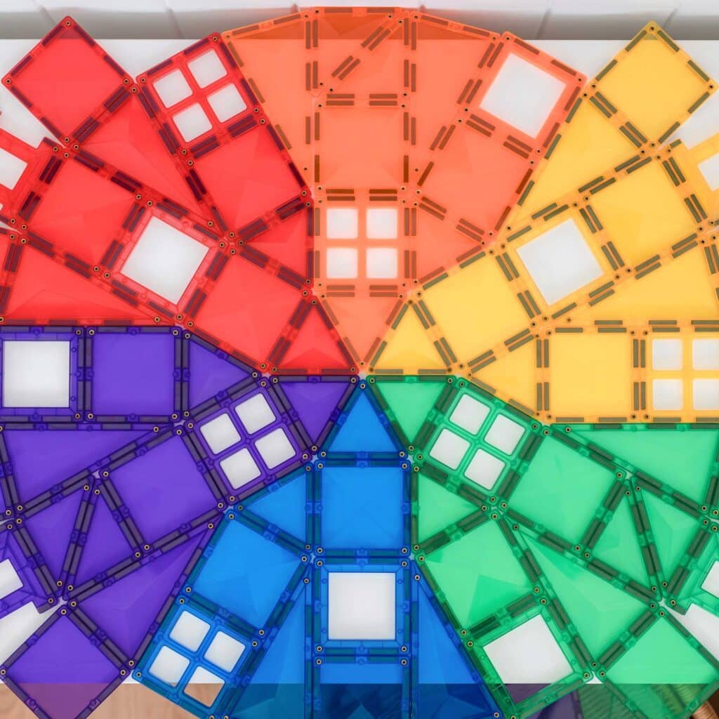 Connetix 102-Piece Magnetic Tiles Set - Rainbow Building Blocks for Kids STEM Learning | Creative Construction Toys for Preschool & Classroom Educational Play