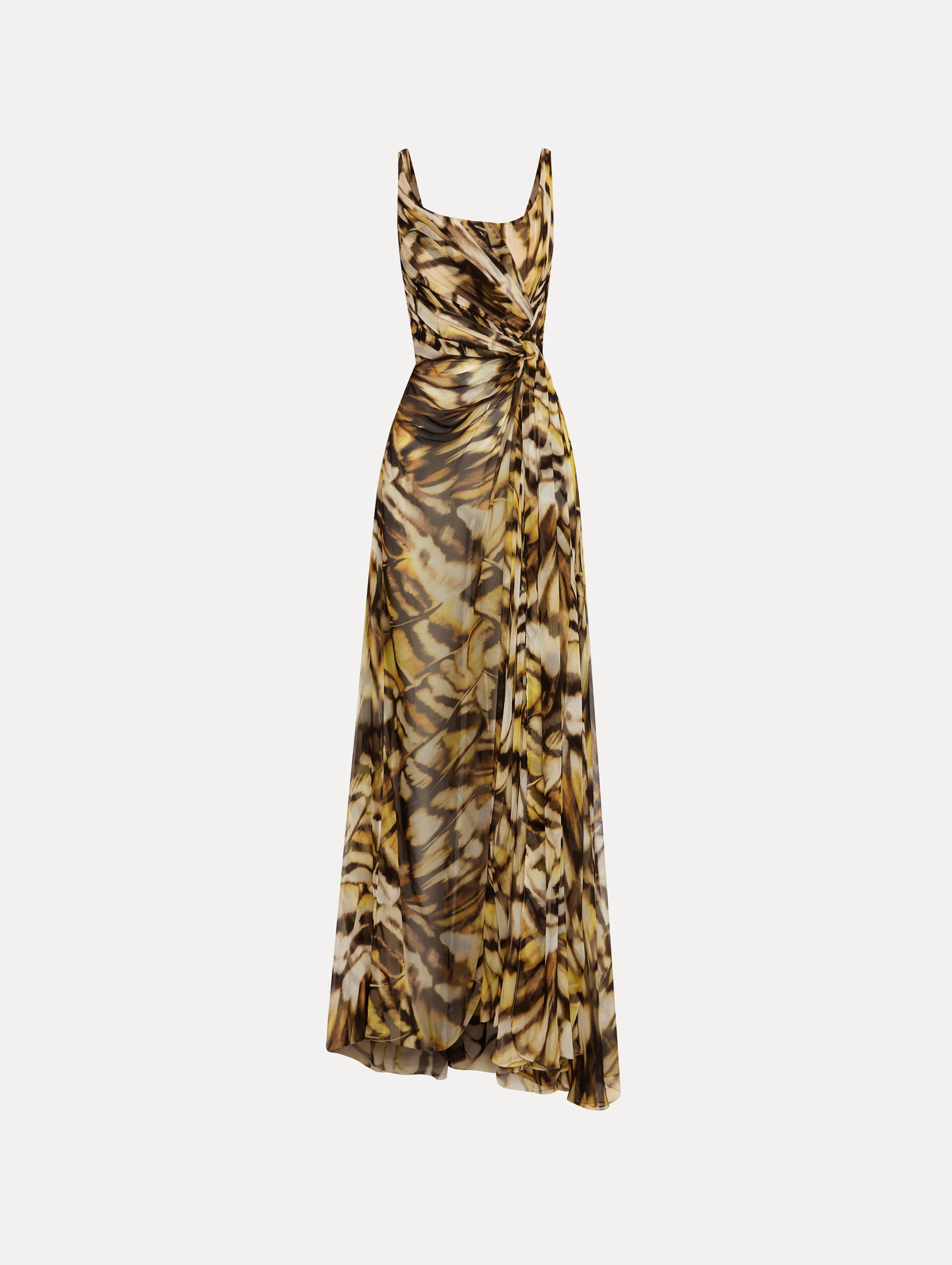 Elegant Abstract Butterfly Silk Chiffon Evening Gown for Women - Perfect for Weddings, Galas & Special Occasions