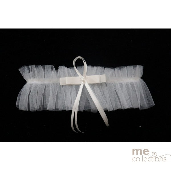 Elegant Ivory Bow Tulle Garter for Wedding, Bridal Shower & Special Occasions - Delicate Lingerie Accessory