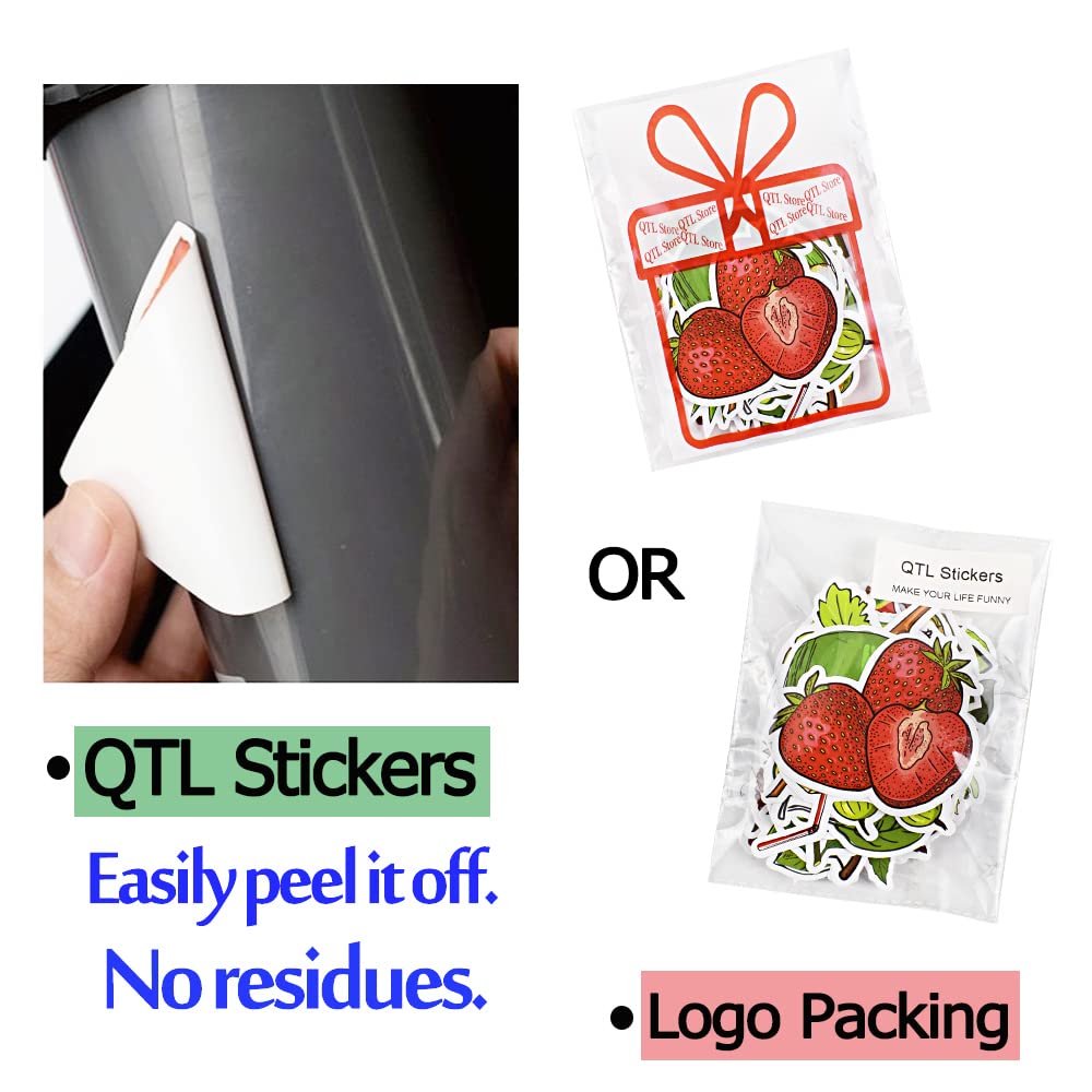 QTL Waterproof Fruit & Vegetable Stickers for Kids - 50Pcs Cute DIY Scrapbooking Decals for Water Bottles, Laptops, Notebooks & School Supplies - Fun Stickers for Arts & Crafts, Journals & Home Decor