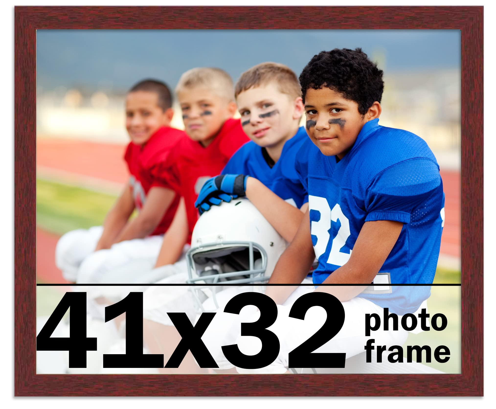 CountryArtHouse 41x32 Inch Solid Mahogany Wood Picture Frame with UV Acrylic, Acid-Free Backing & Hanging Kit - Perfect for Wall Art, Family Photos, and Home Decor