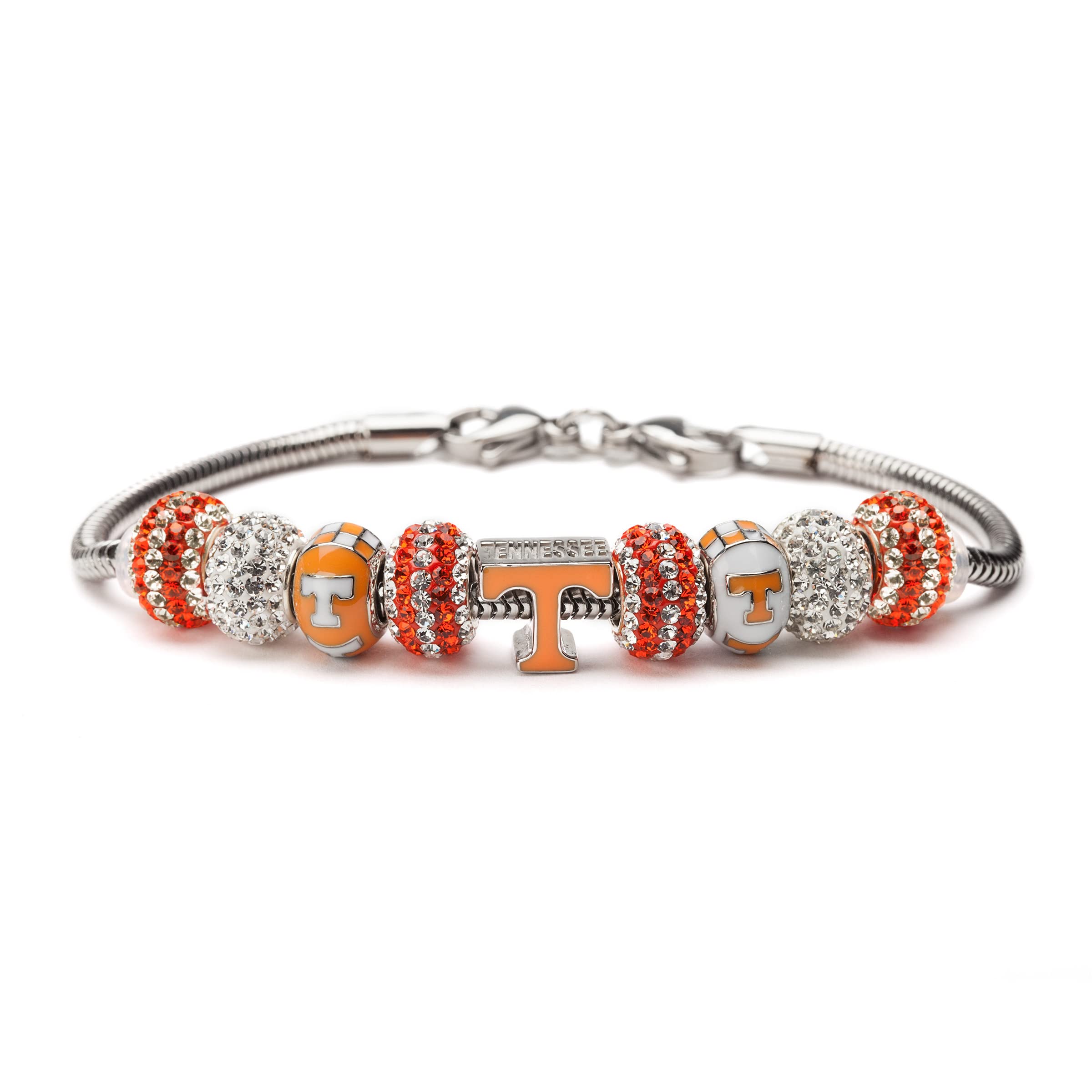 University of Tennessee Charm Bracelet - Stainless Steel Volunteer Gifts with Lifetime Guarantee | Officially Licensed Jewelry for Graduation, Game Day & Alumni Events