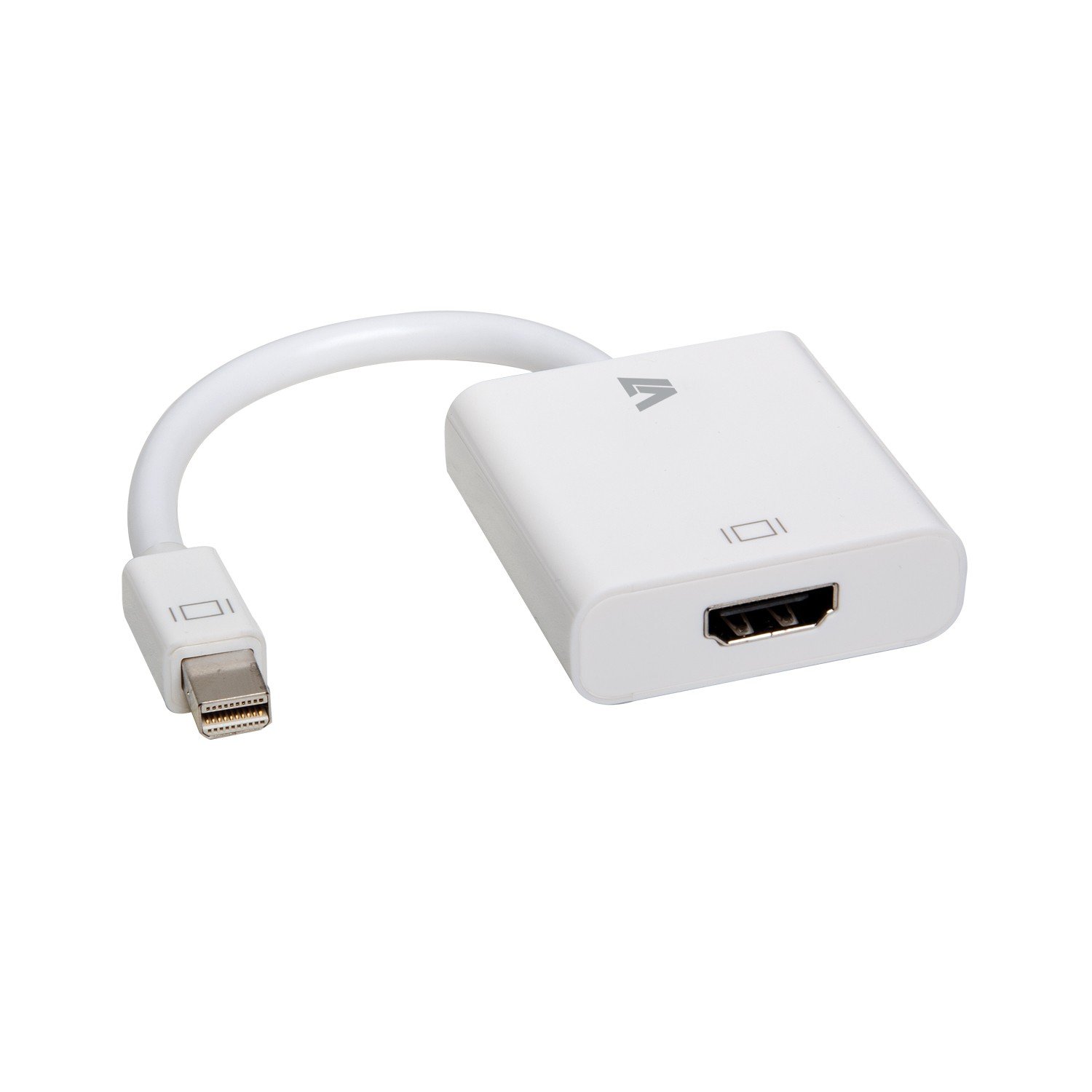 V7 Mini DisplayPort to HDMI Adapter (Thunderbolt Compatible) - 4K Full HD Video & Digital Audio Converter for MacBook Pro/Air, iMac - Connect to Monitor, TV, Projector - Perfect for Home Office, Gaming & Presentations (CBL-MH1WHT-5N, White)