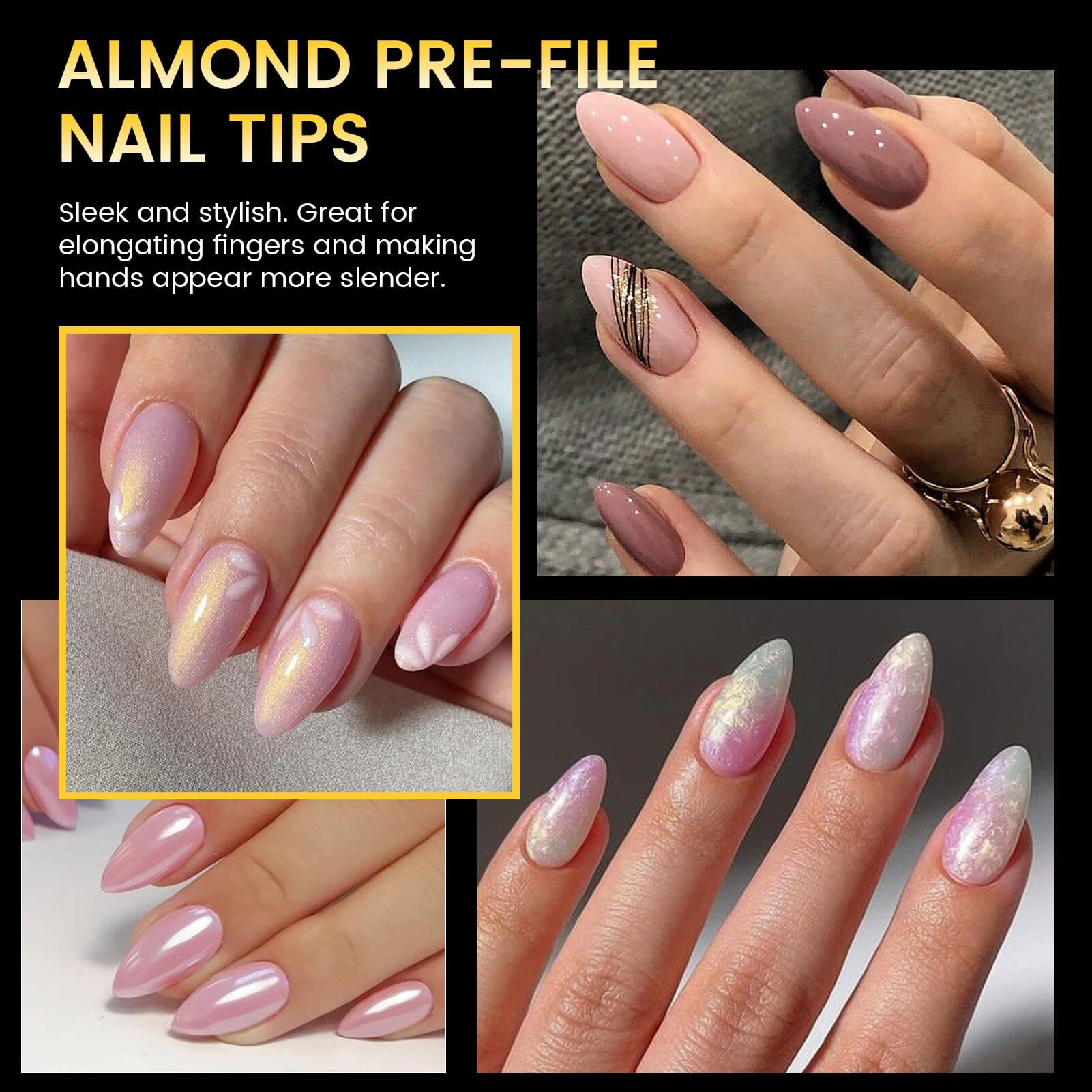 288pcs Short Almond Pre-Filed Nail Tips - 12 Sizes for Natural Look - Perfect for DIY Manicure, Salon & Nail Art