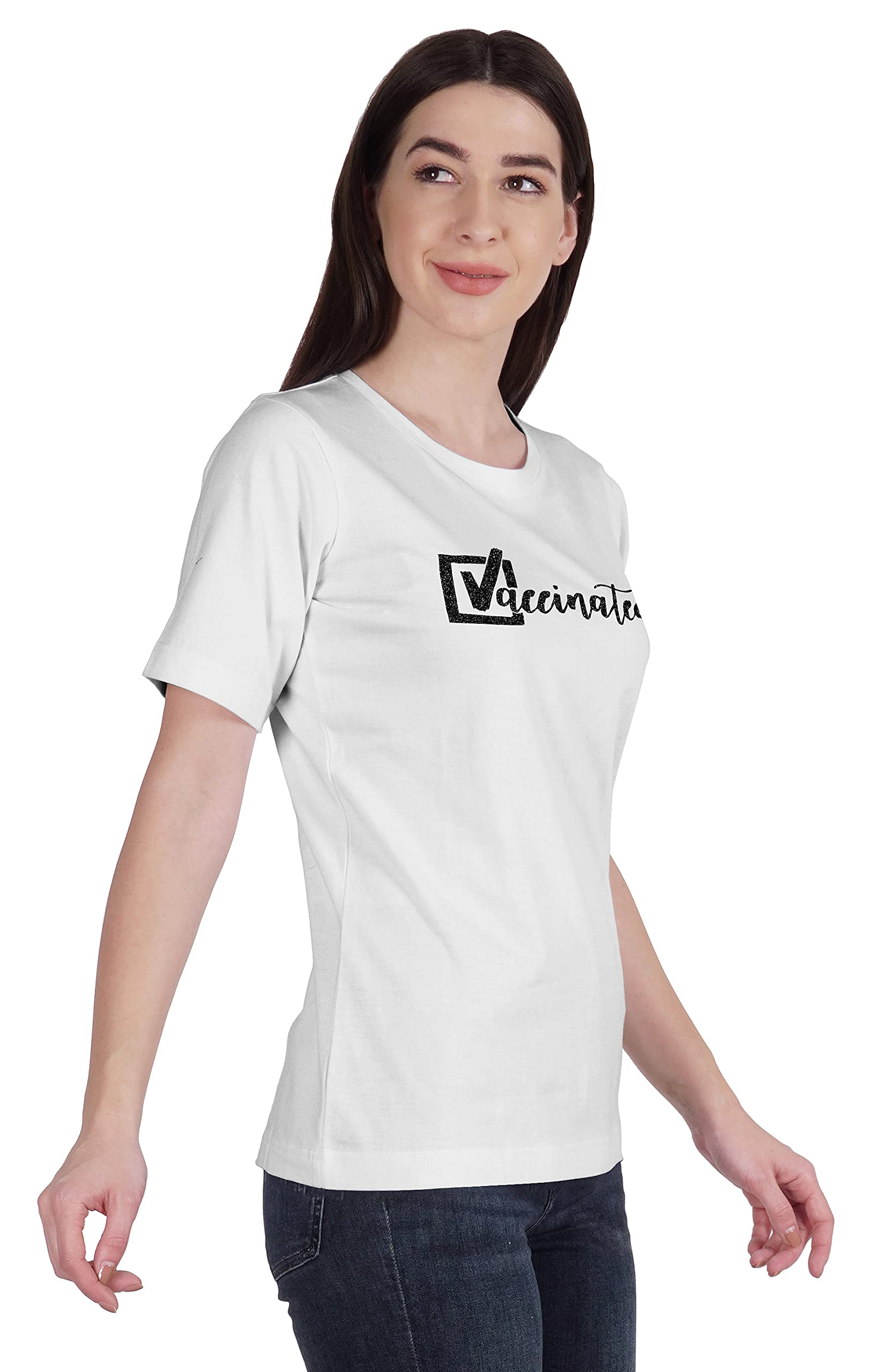 Inkmeso Vaccinated Pro Vaccine Cotton Crew Neck T-Shirt for Women - Comfortable & Stylish Casual Wear for Everyday Outfits