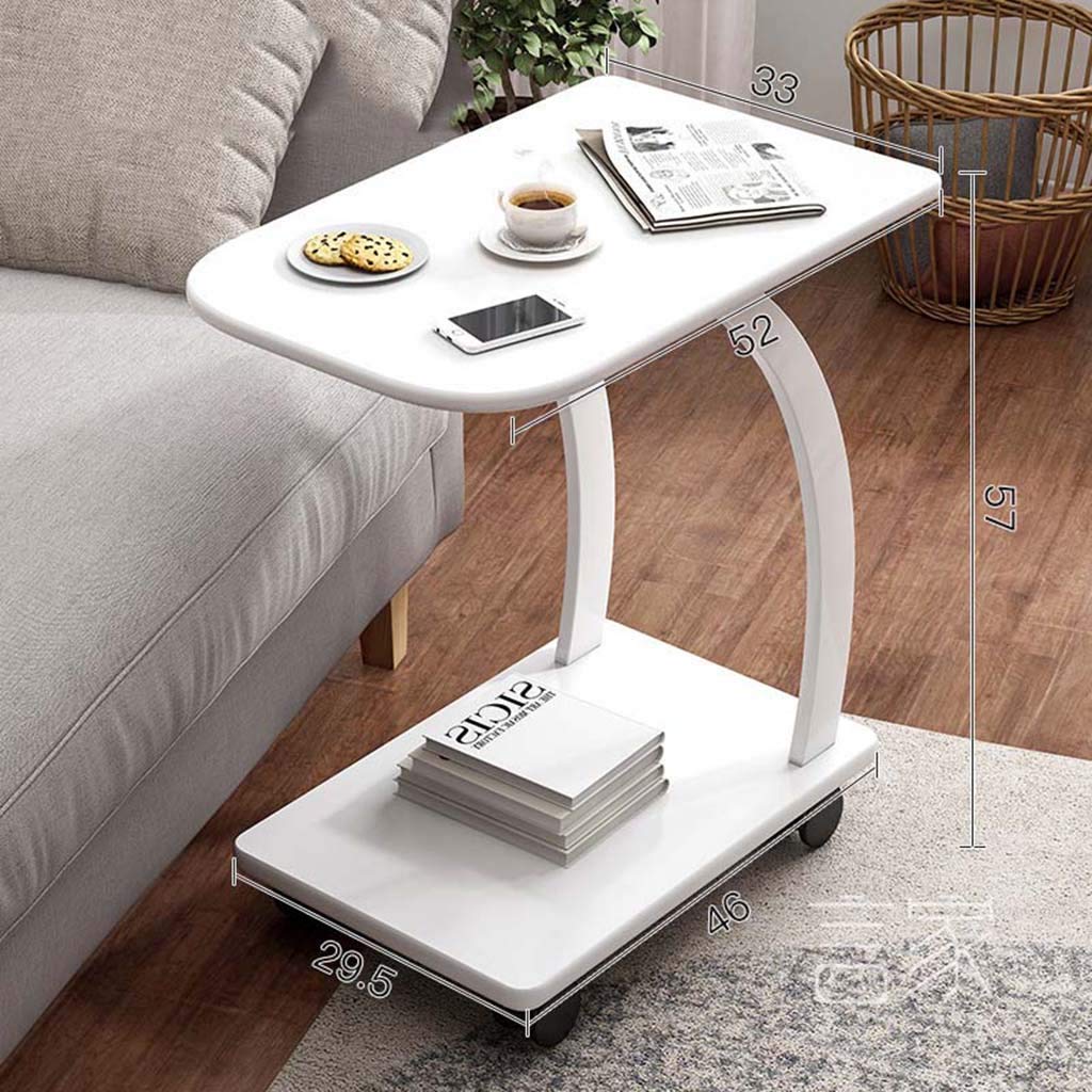 C-Shaped Side Table - Portable Laptop Holder & Coffee Tray - Adjustable Sofa End Table for Bed, Living Room & Office - Multi-Functional Overbed Workstation for Notebook, Tablet & Drinks