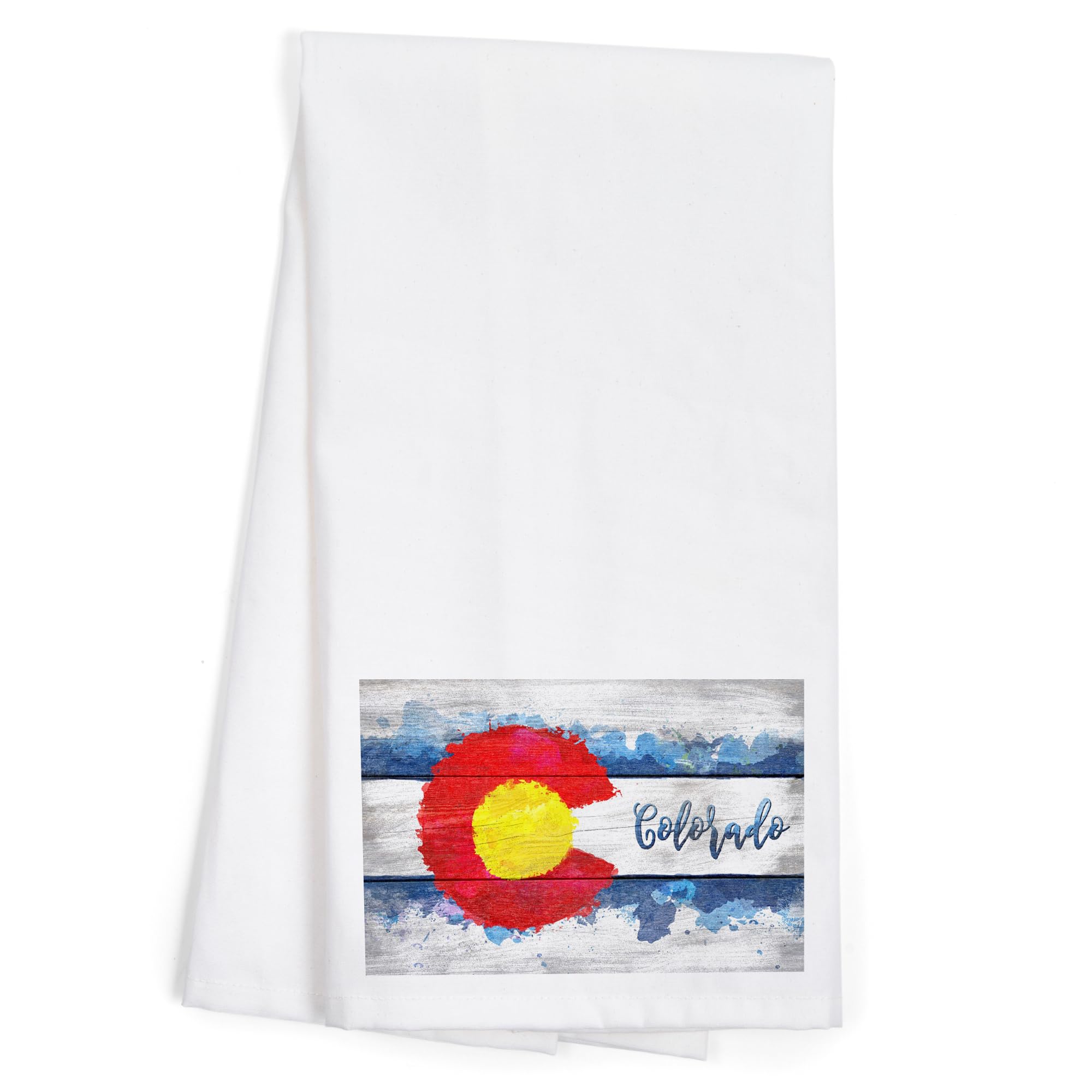 Lantern Press Colorado State Flag Watercolor Rustic Tea Towel - 100% Cotton Decorative Hand Towel for Kitchen, Home & Gifts | Perfect for Dish Drying, Wall Decor & Housewarming Presents