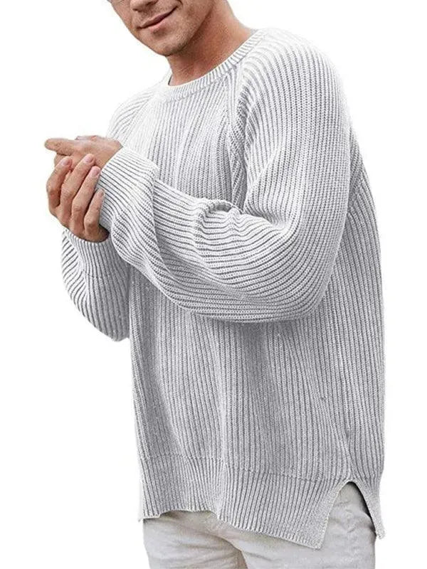 Oversized Loose Fit Men's Crew Neck Sweater - Soft & Comfortable Knit Pullover for Casual Wear, Winter Layering & Cozy Outfits