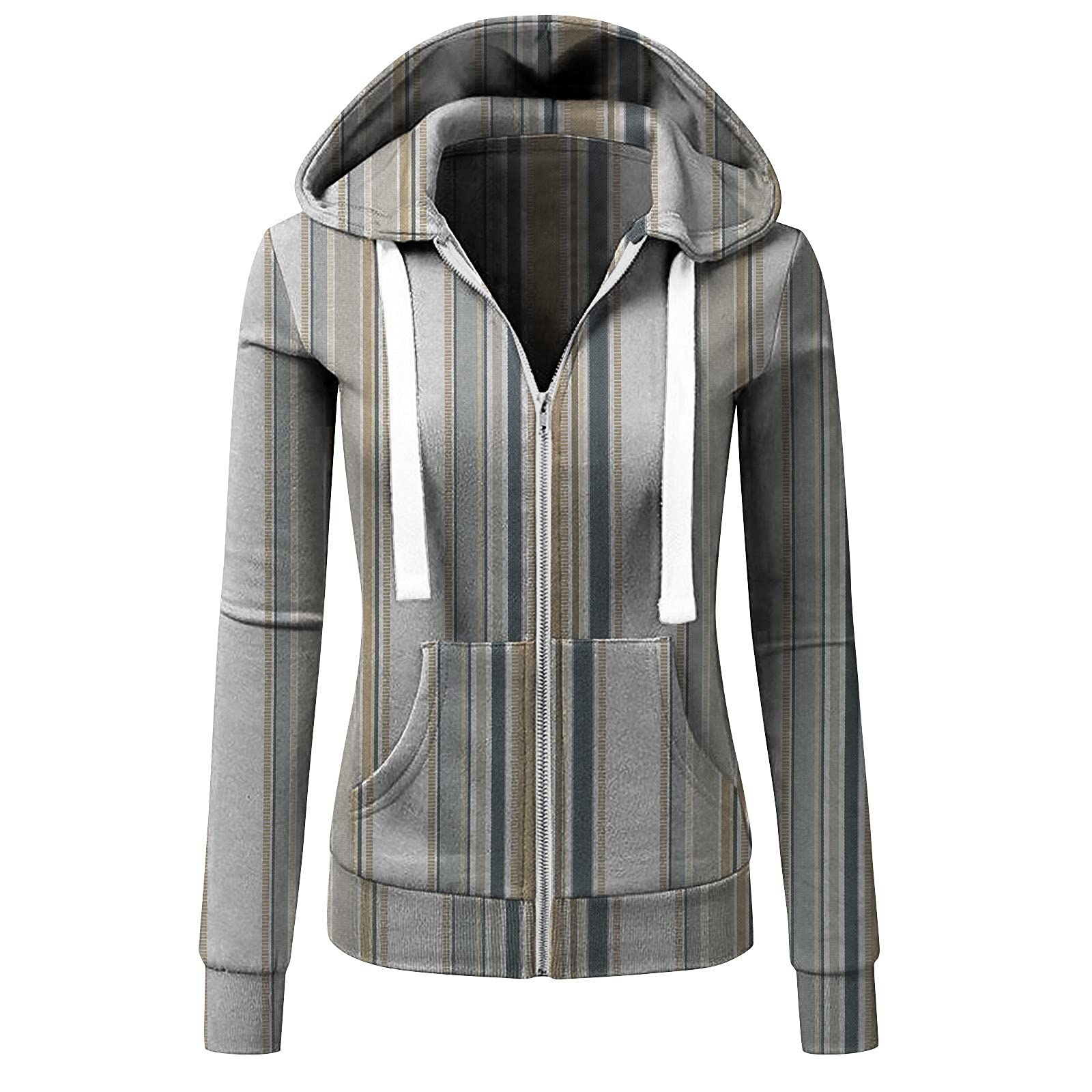 Women's Color Block Hooded Zip-Up Sweatshirt with Pockets - Long Sleeve Casual Jacket for Fall & Winter | Perfect for Outdoor Activities, Travel & Everyday Wear