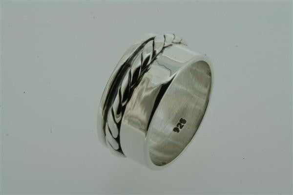 Sterling Silver Edge Rope Spinner Ring for Anxiety Relief & Stress Relief - Stylish Unisex Jewelry for Everyday Wear & Meditation