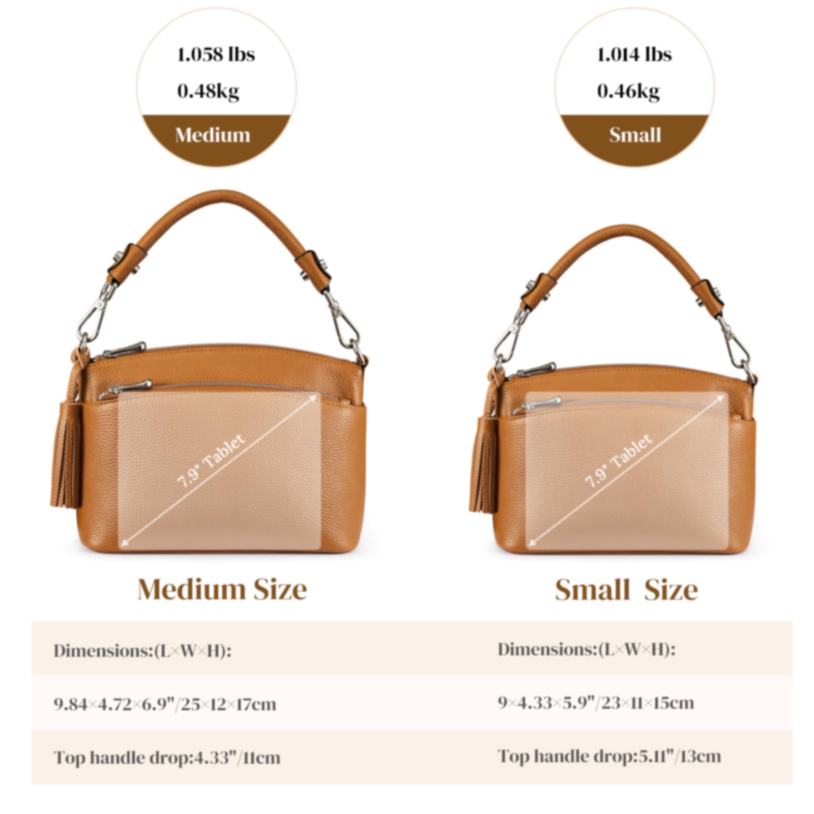 Genuine Leather Women's Top Handle Shoulder Bag - Small Crossbody Purse for Everyday Use | Work, Shopping & Date Night Essentials