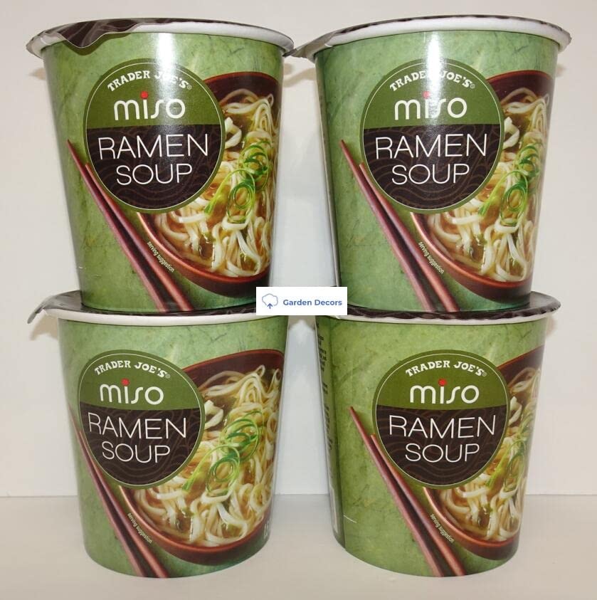 Trader Joe's Miso Ramen Soup - 1.5oz (43g) Pack of 4 - Instant Japanese Noodle Soup for Quick Meals, Lunch, or Snacks