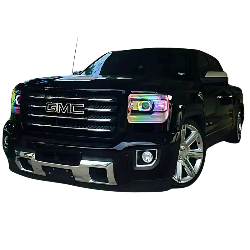 GMC Sierra 1500HD Multicolor LED Halo Headlight Kit (2014-2017) - Upgrade Your Truck Lighting for Off-Road & Night Driving