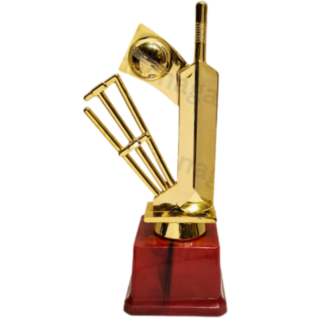 Raydn Cricket Trophy Set with Stumps, Bat & Ball - 8.5 Inch Height - Perfect for Cricket Awards, Tournaments & Sports Decor