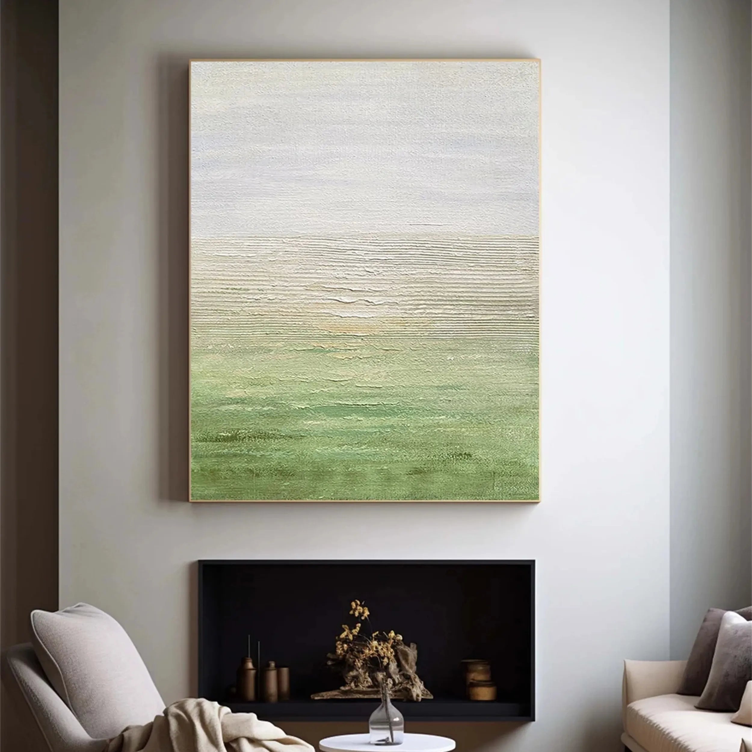 Blue & Green Abstract Wall Art Print #BG019 - Modern Canvas Painting for Living Room, Bedroom & Office Decor