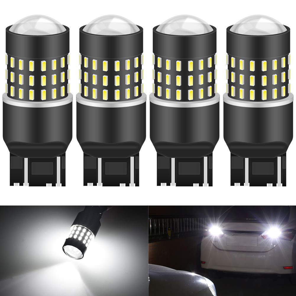 KATUR 7440 7443 7444NA 7441 992 LED Light Bulbs - Super Bright 650 Lumens, 54 Chipsets High Power 3014 LED - Xenon White (Pack of 4) - Perfect for Turn Signal, Backup, Reverse, Brake, Tail, Stop, and Parking Lights in Cars, Trucks, and RVs