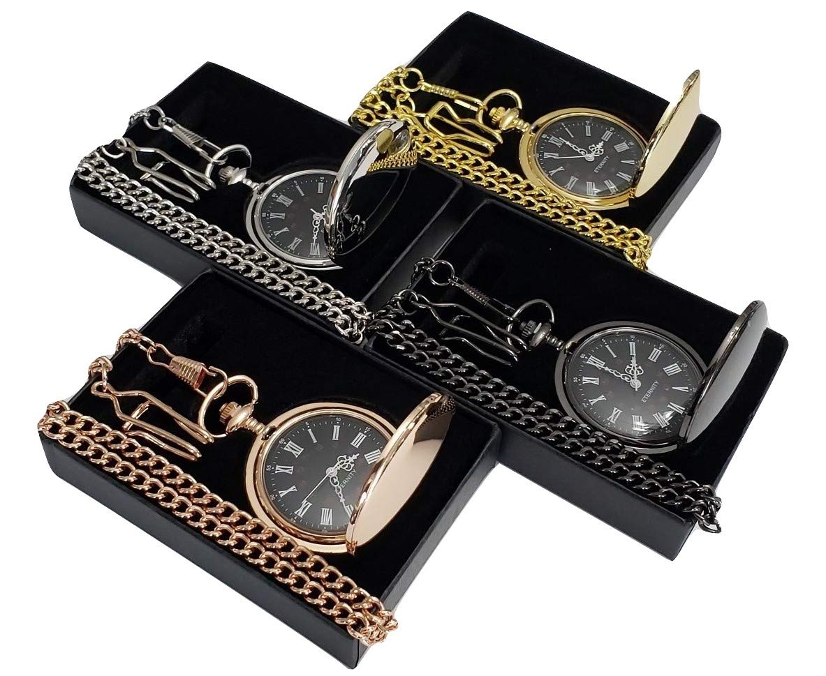 7 Personalized Engraved Pocket Watches for Groomsmen - Custom Wedding Gift Set with Chain & Gift Box - Free Engraving Included - Perfect for Weddings, Anniversaries & Special Occasions