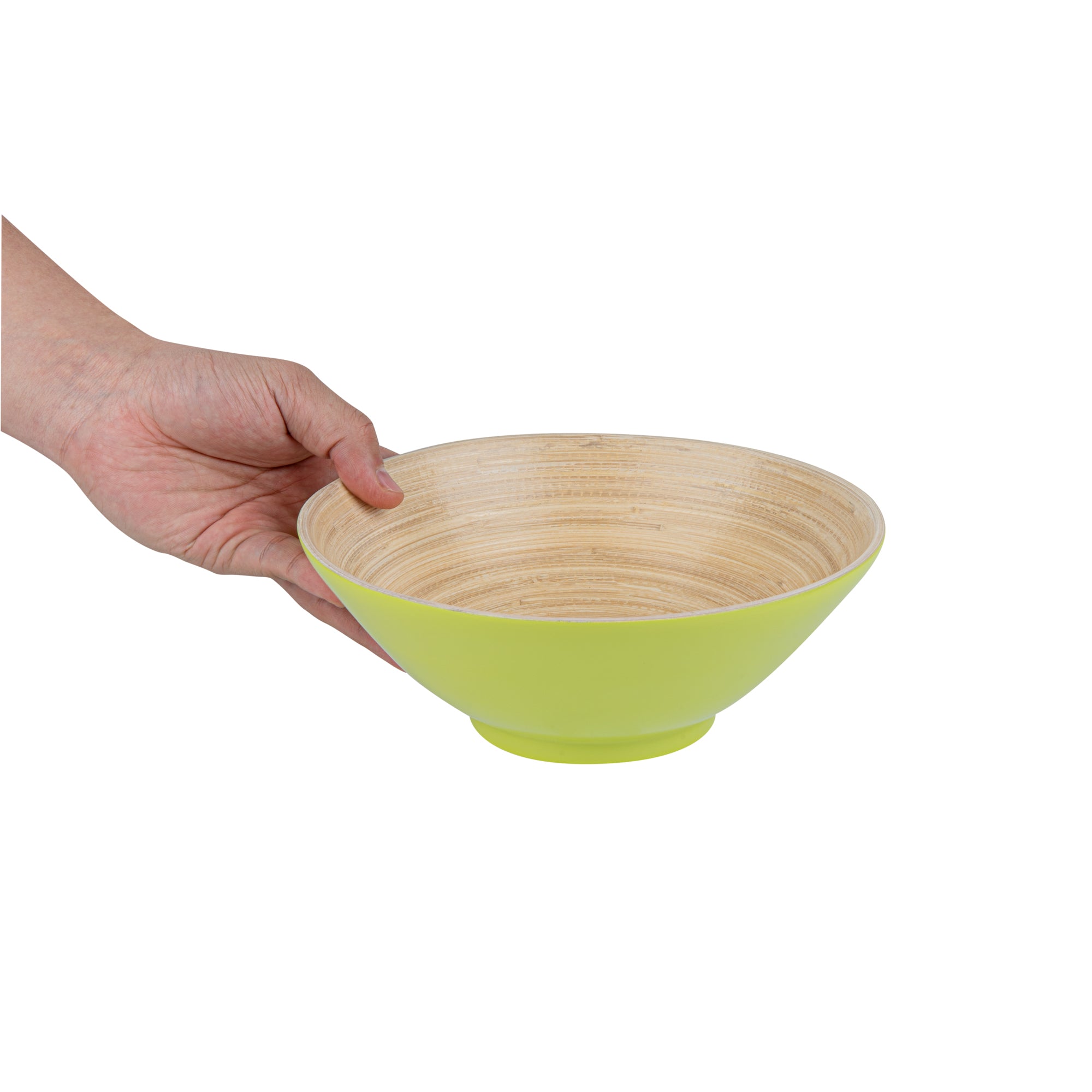 Bambuddha 29 oz Eco-Friendly Round Green Spun Bamboo Serving Bowl - 8.25