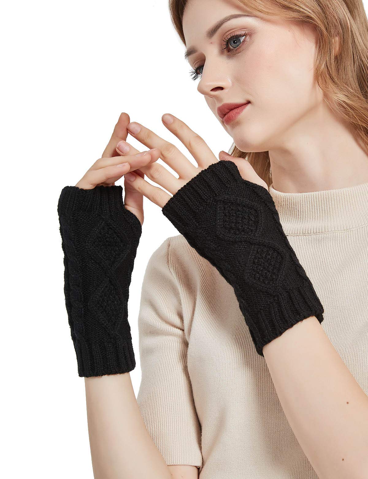 Novawo Women's Winter Arm Warmers - Fingerless Gloves Hand Crochet for Cold Weather, Outdoor Activities & Fashion Accessories