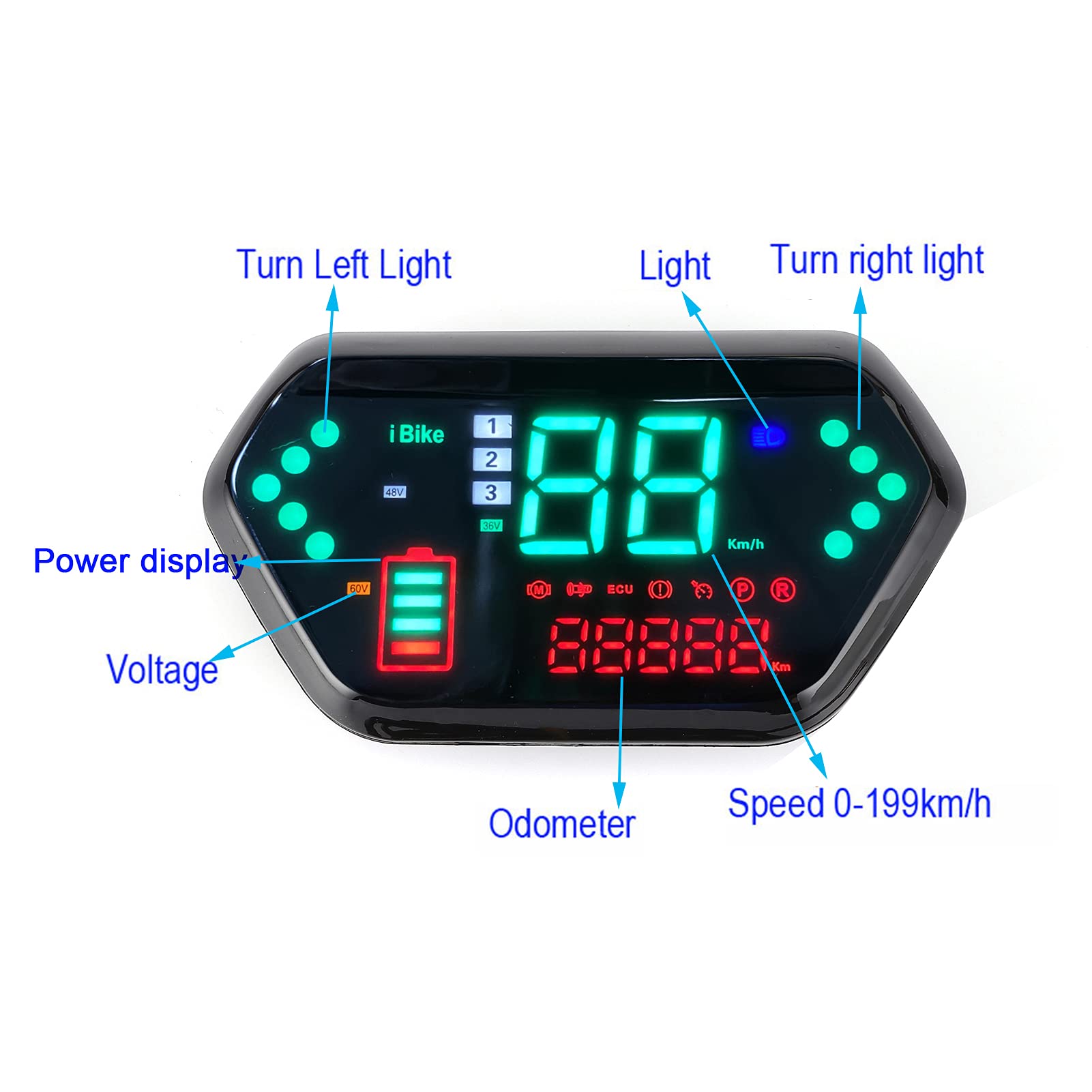 Keenso 48V/60V Motorcycle Speedometer - HD LCD Display for Universal Bikes - Riding & Racing