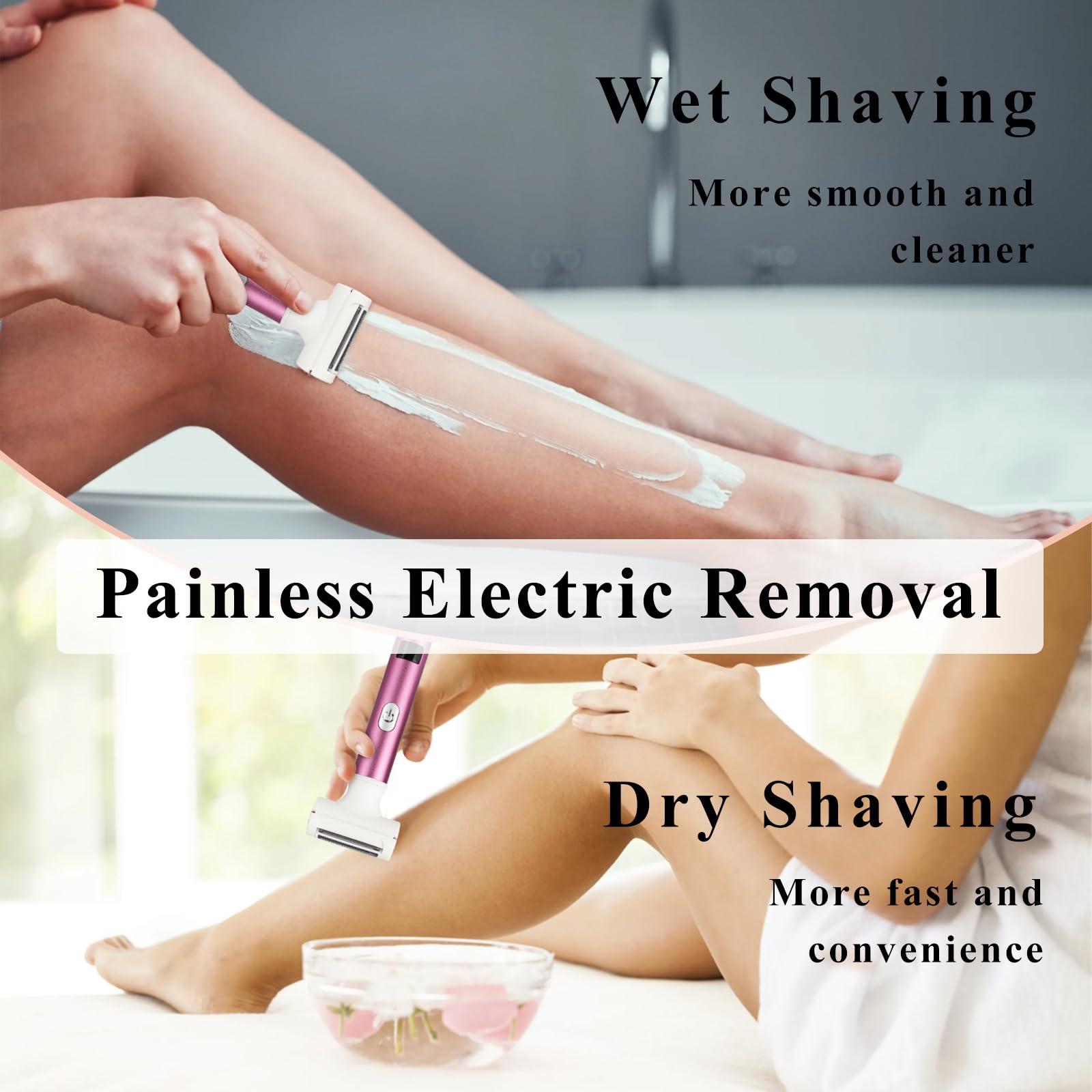 Electric Shaver for Women & Men - Wet/Dry Cordless Rechargeable Razor with 4 Attachments - LED Display Facial Hair Remover & Bikini Trimmer - Smooth Shaving for Face, Body & Legs - Perfect for Travel, Gym & Daily Grooming (Purple)