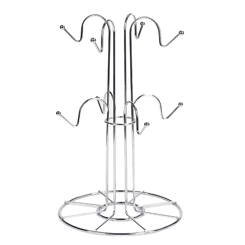 Yardwe Metal Mug Holder Stand - 12-Slot Cup Drying Rack for Coffee & Tea Cups - Rustproof Mug Tree Organizer with Drain Tray - Perfect for Kitchen, Bar, Coffee Shop, and Office Use