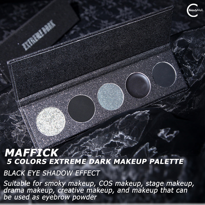 MAFFICK Black Five Color Eyeshadow Palette - Long Lasting, Highly Pigmented Makeup for Day & Night Looks - Perfect for Parties, Weddings & Everyday Wear