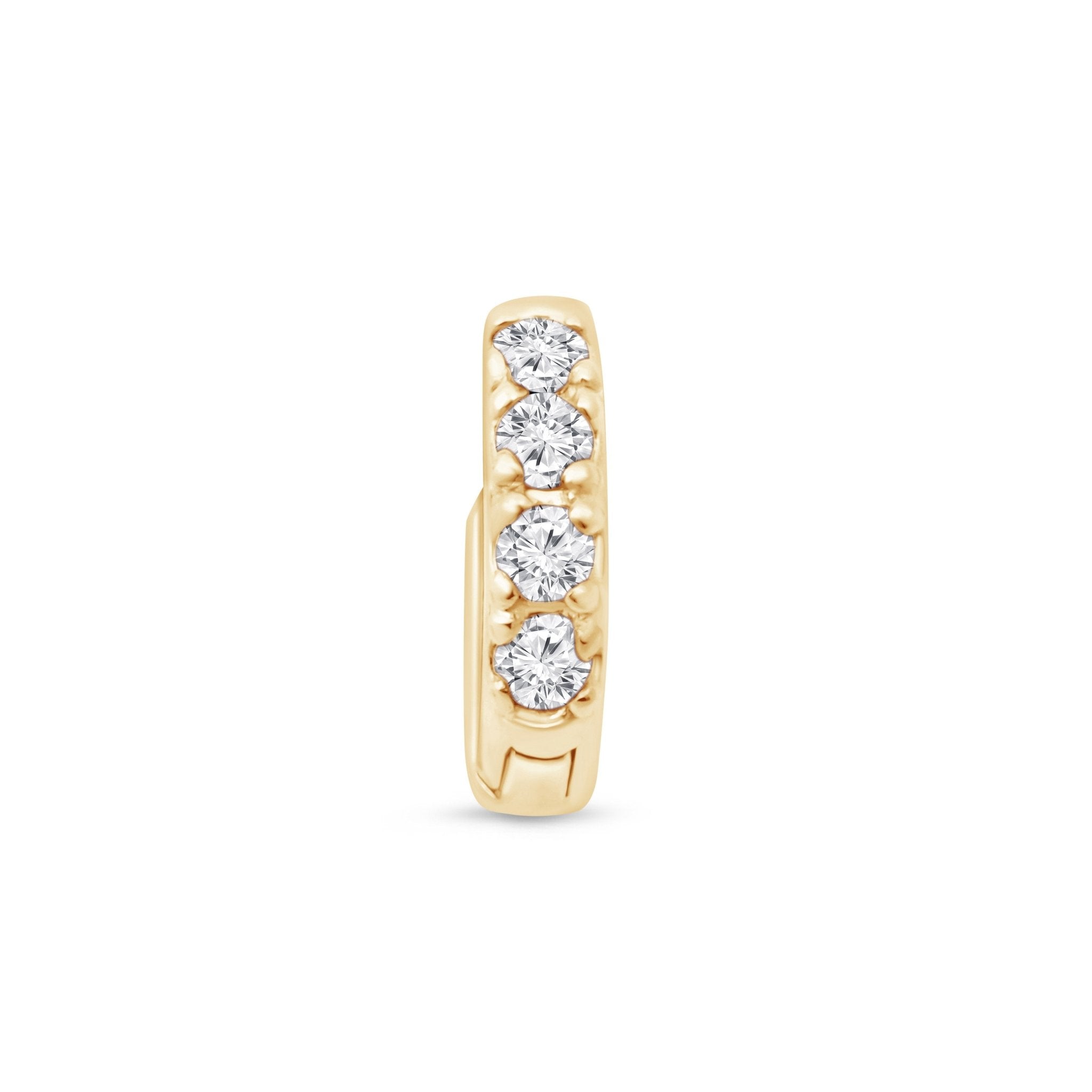 14K Yellow Gold Cubic Zirconia Huggie Hoop Earrings - Elegant Studded Huggies for Everyday Wear & Special Occasions