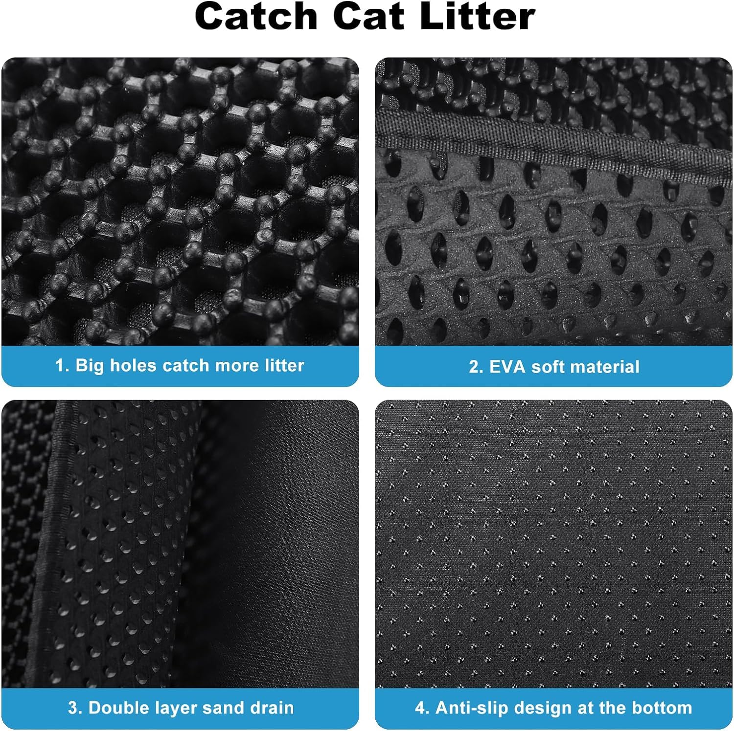 Premium Cat Litter Mat - Non-Slip Waterproof Litter Tray Mat with High Trapping Efficiency | Keep Floors Clean | Perfect for Multi-Cat Homes & Small Apartments | Easy to Clean & Durable Design