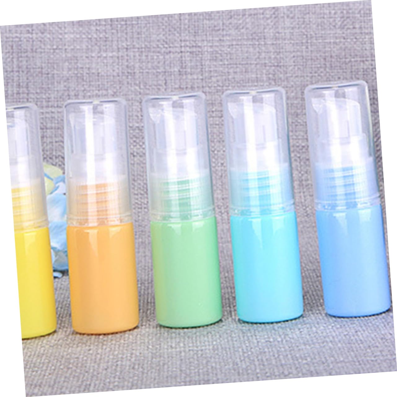 FRCOLOR Set of 8 Pressure Pump Emulsion Bottles - 10ml Plastic Lotion Sample Containers with Smooth Finish | Perfect for Travel, Cosmetic Samples & DIY Beauty Products