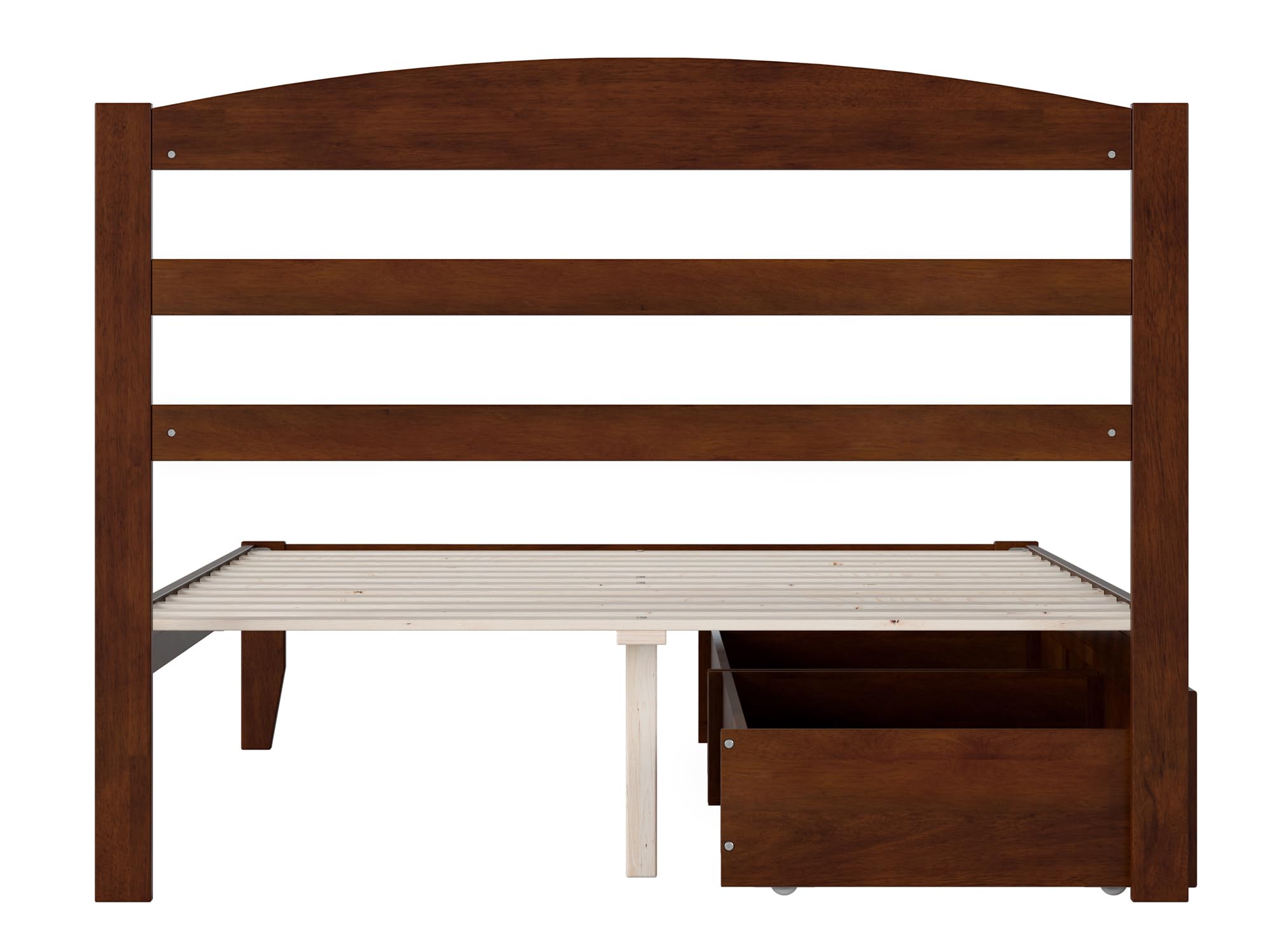 AFI Warren Full Platform Bed with Storage Drawers (Set of 2) and USB Charging Ports, Walnut Finish - Modern Bedroom Furniture for Small Spaces with Underbed Storage and Device Charging