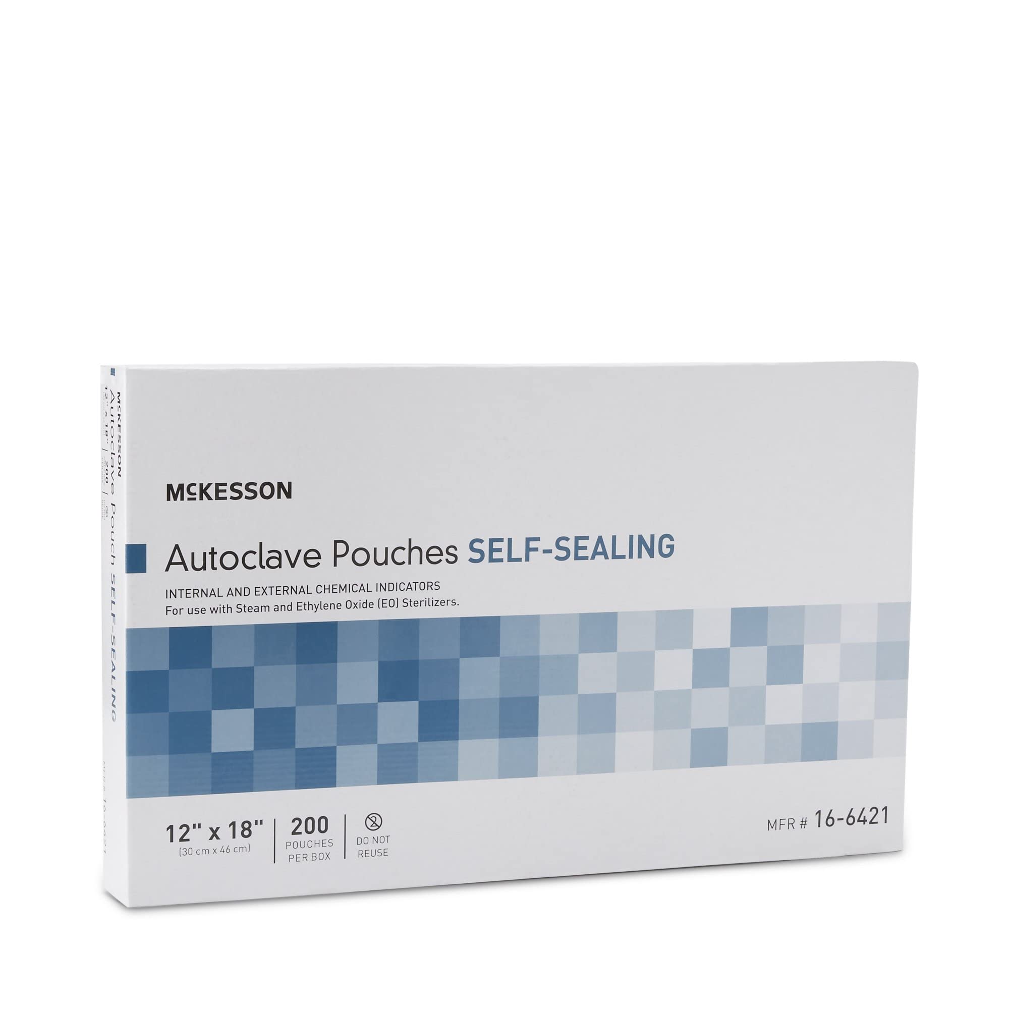McKesson Sterilization Pouches for Steam or EO Gas - Self-Sealing Autoclave Bags 12x18 Inch (200 Count per Pack, 5 Packs Total 1000 Pouches) - Ideal for Dental Offices, Hospitals & Medical Clinics