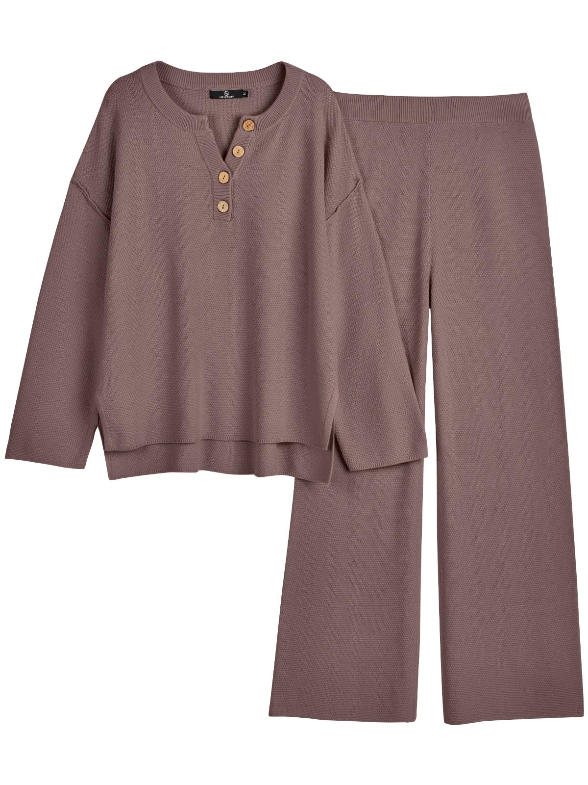 LILLUSORY Women's Oversized 2-Piece Lounge Set - Soft Knit Matching Pajama Set with Slouchy Fit | Cozy Loungewear for Home, Relaxation & Casual Outings