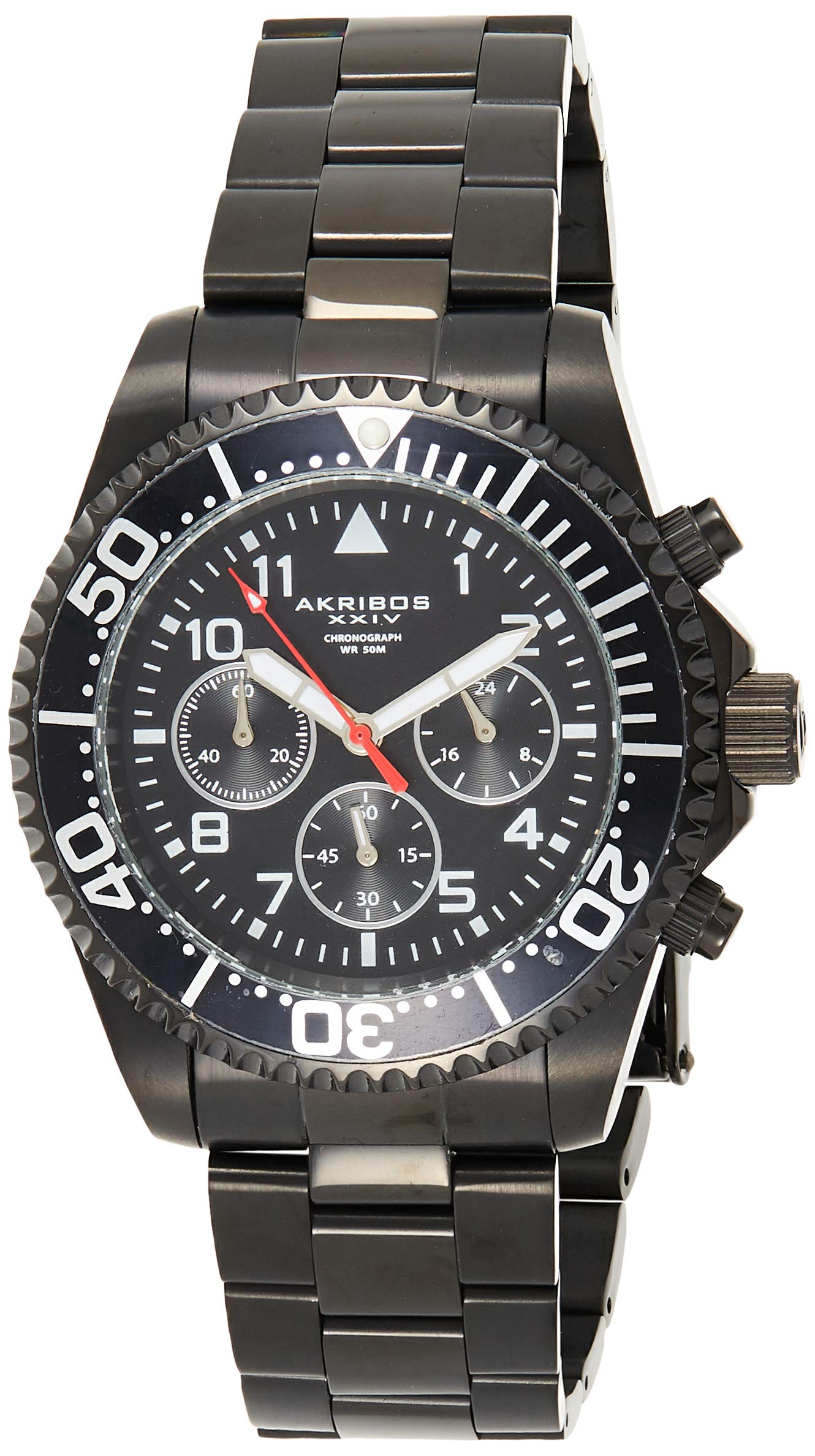 Akribos XXIV Men's Stainless Steel Chronograph Watch with 3 Subdials & Luminous Hands - Waterproof Dress Watch for Business, Casual & Outdoor Activities - Model AK950