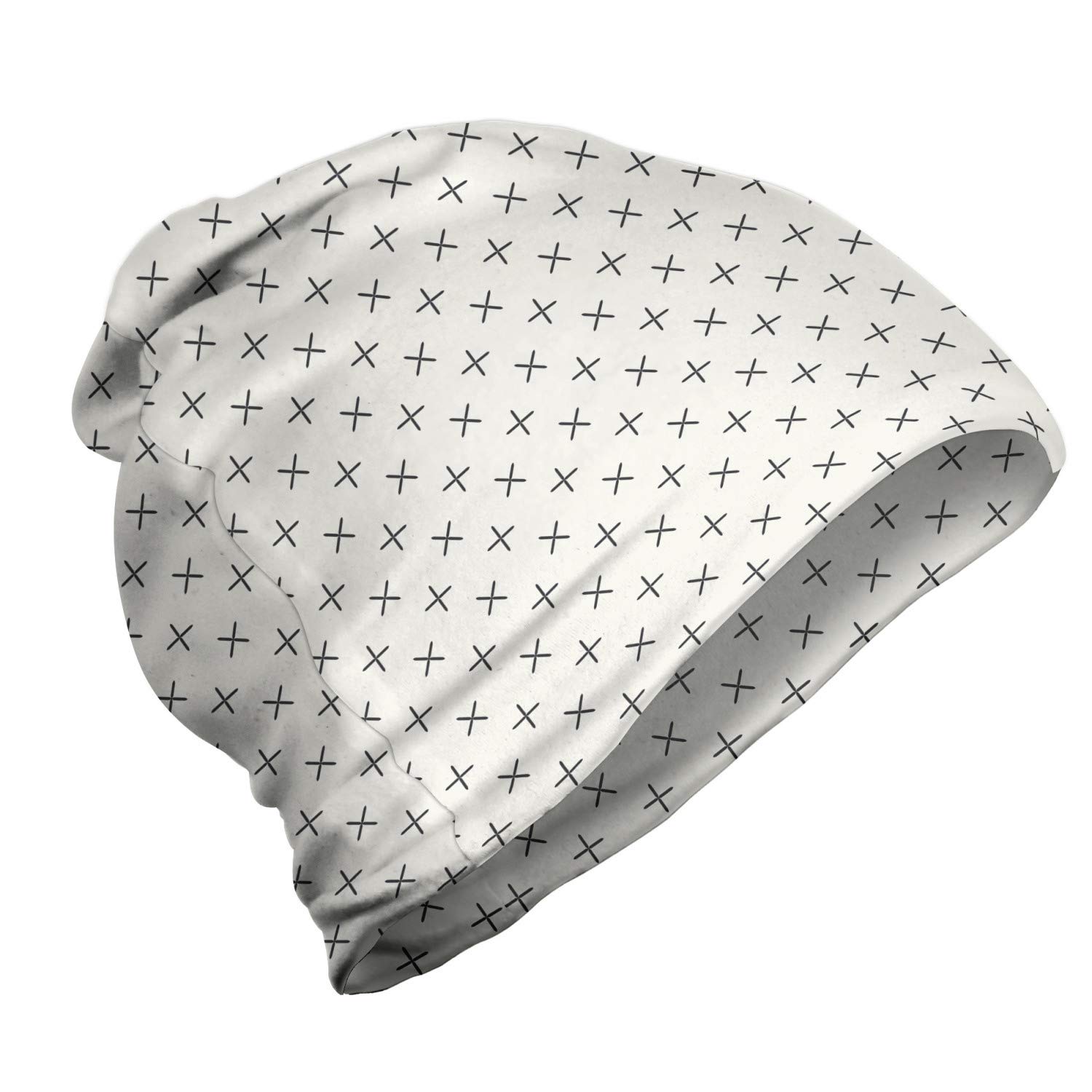 Ambesonne Unisex Beanie - Soft Winter Hat with Pale Floral Design for Men & Women - Warm Knit Beanie for Hiking, Camping & Outdoor Activities