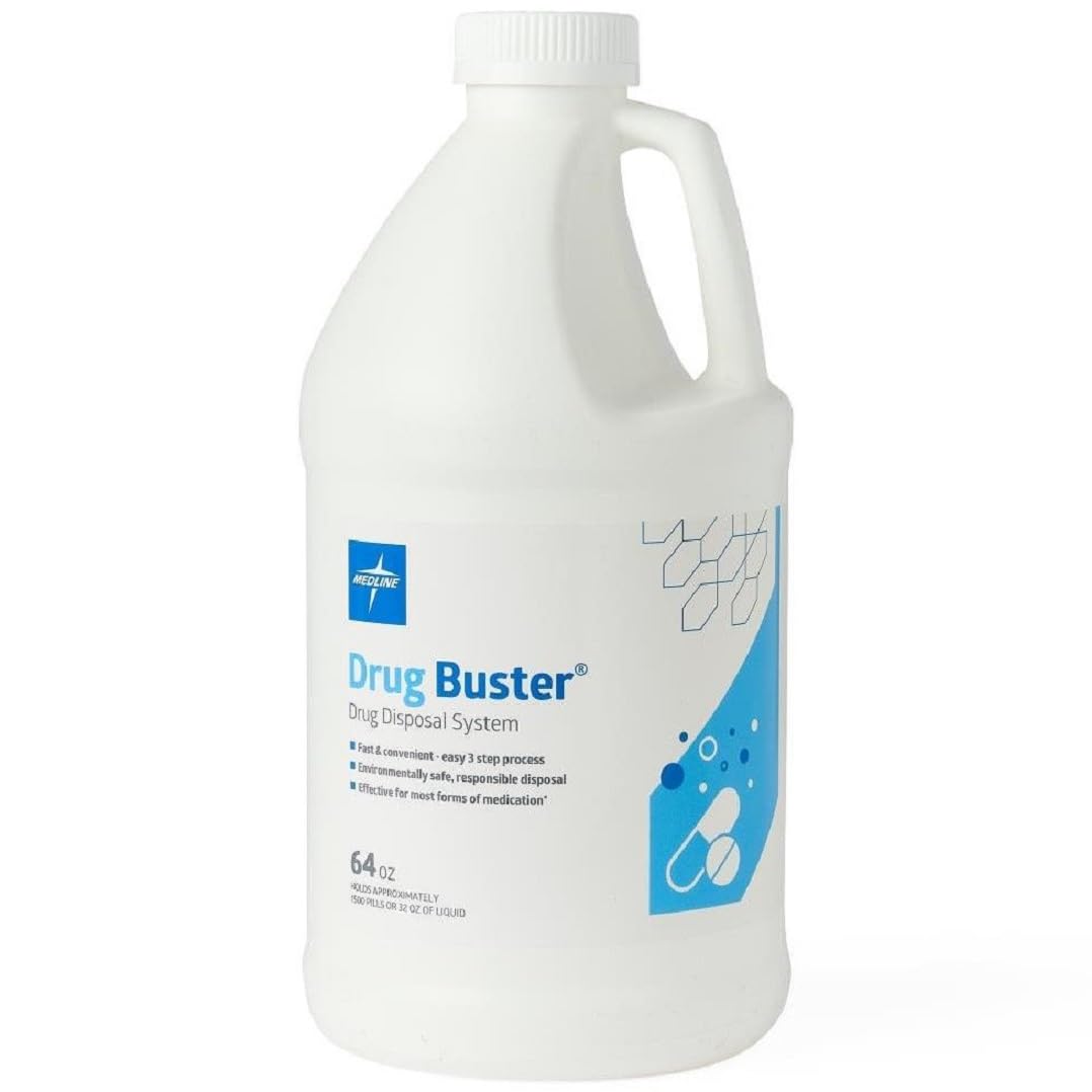 Medline Drug Buster 64oz Prescription Medication Disposal System | Safe Pill & Drug Destroyer | Ideal for Home, Pharmacy & Healthcare Facilities