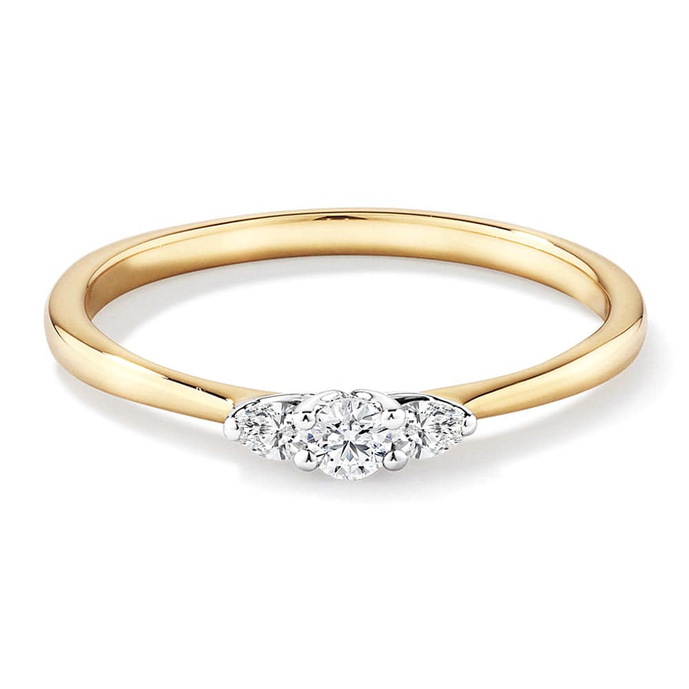 Three Stone Round Brilliant & Oval Cut Lab Grown Diamond Promise Ring for Engagement, Anniversary & Special Occasions