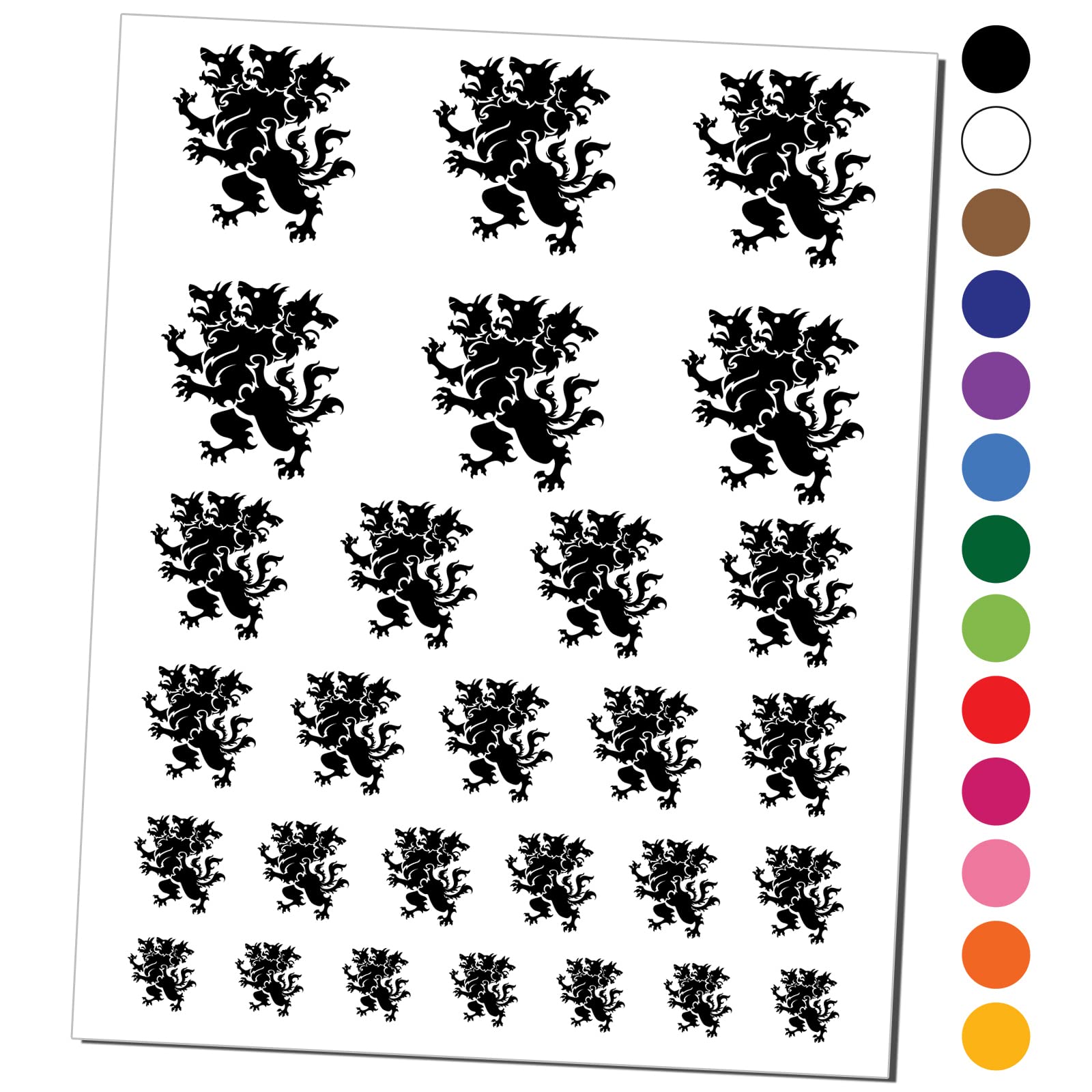Cerberus Three Headed Dog Temporary Tattoo - Waterproof Fake Body Art Stickers for Halloween, Cosplay & Costume Parties - Black (1 Sheet) | Greek Mythology Inspired Tattoos for Men & Women