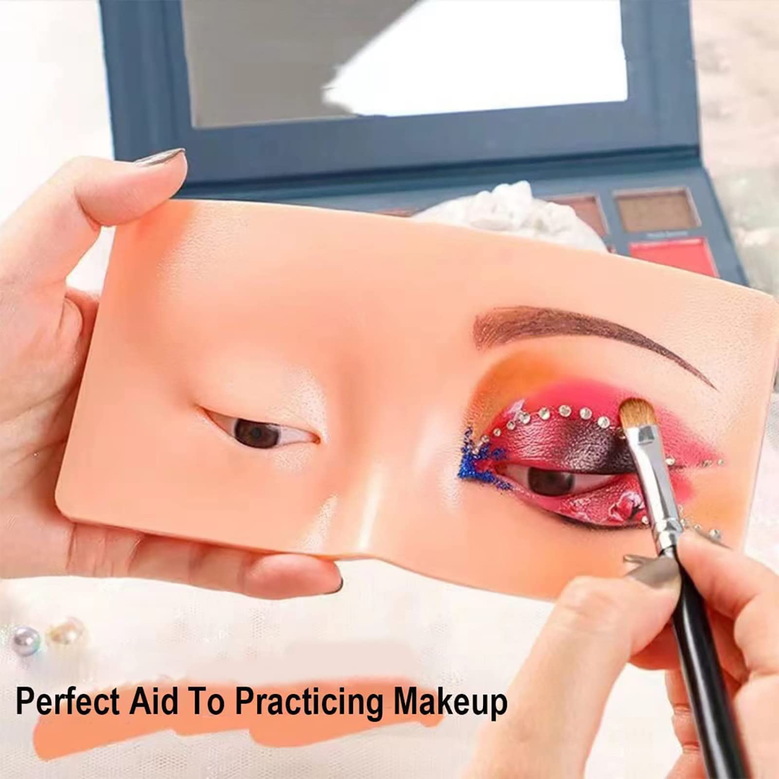 Professional Silicone Makeup Practice Board - Bionic Skin Eyelash & Eyeshadow Training Mannequin for Beginners | Perfect for Lash Extension Practice, Eyeshadow Blending & Makeup Artist Training at Home or Salon
