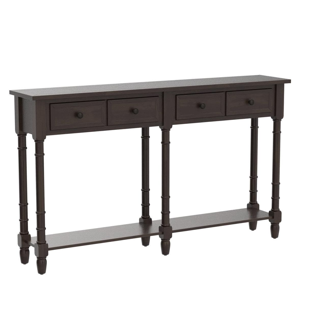 Merax Espresso Wood Narrow Console Table with Drawers & Bottom Shelf - Entryway, Hallway, Front Door Sofa Table - Perfect for Small Spaces, Home Decor & Storage Solutions (1 Set)