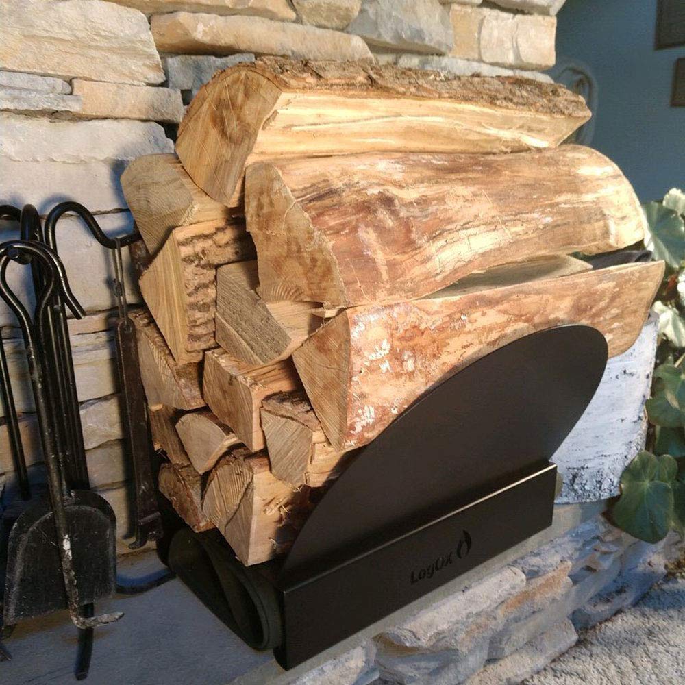 LogOX Adjustable Firewood Rack for Logs & Kindling - Heavy Duty Steel Hearth Bin - Patented US Made Firewood Holder - Perfect for Fireplace, Camping & Outdoor Wood Storage - Ideal for Indoor Fireplace, Backyard Patio, and RV Camping Trips