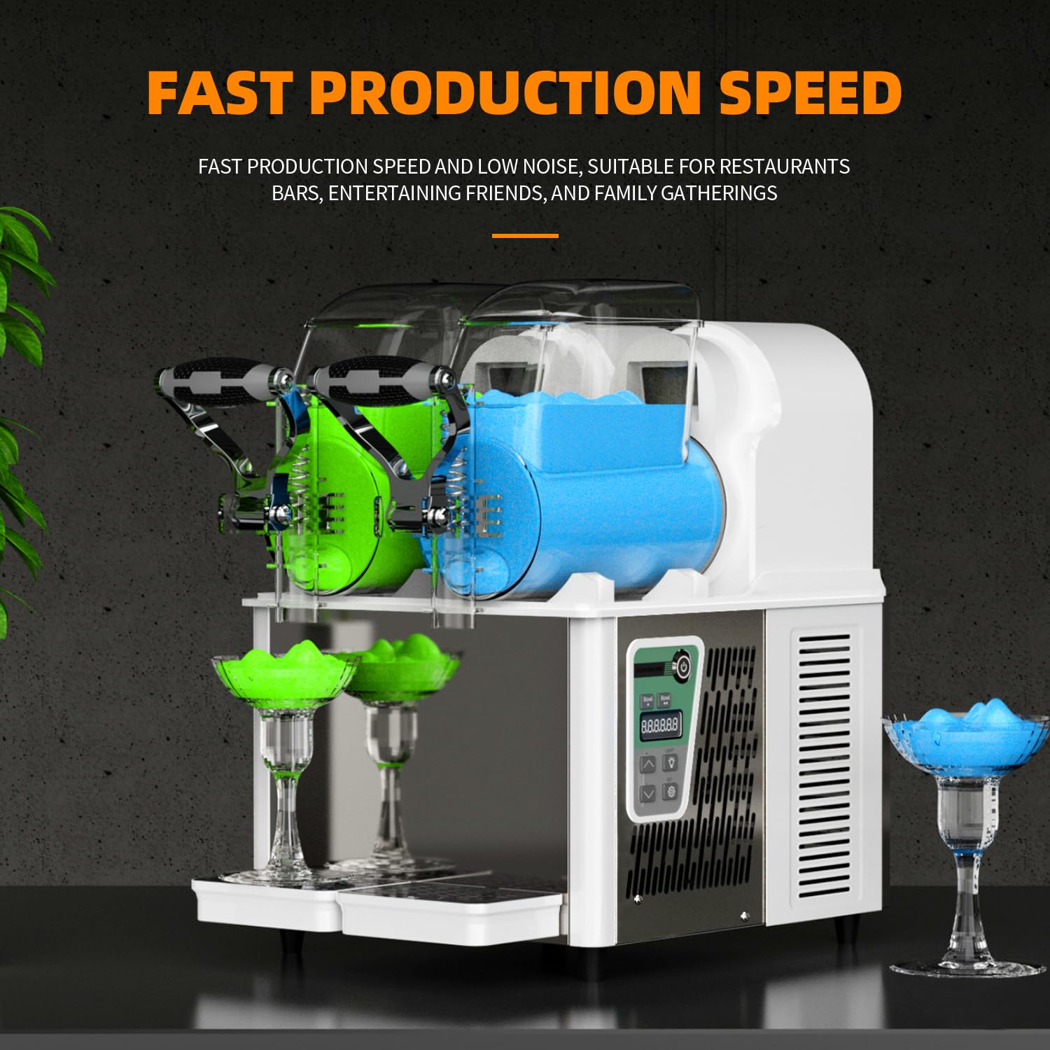 Commercial Slushy Machine for Alcoholic Beverages - 4L Dual Tank Margarita Maker, Frozen Drink & Smoothie Slushy Machine - Perfect for Bars, Restaurants, and Party Events