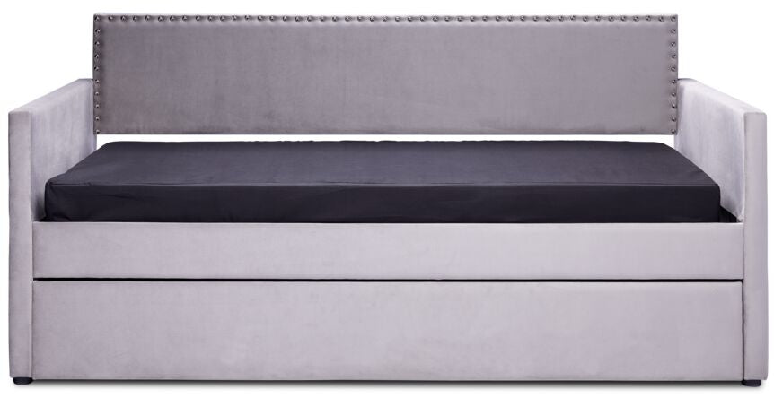 Carver Daybed with Trundle in Grey - Space-Saving Sleeper Sofa for Guest Room, Home Office & Small Apartments