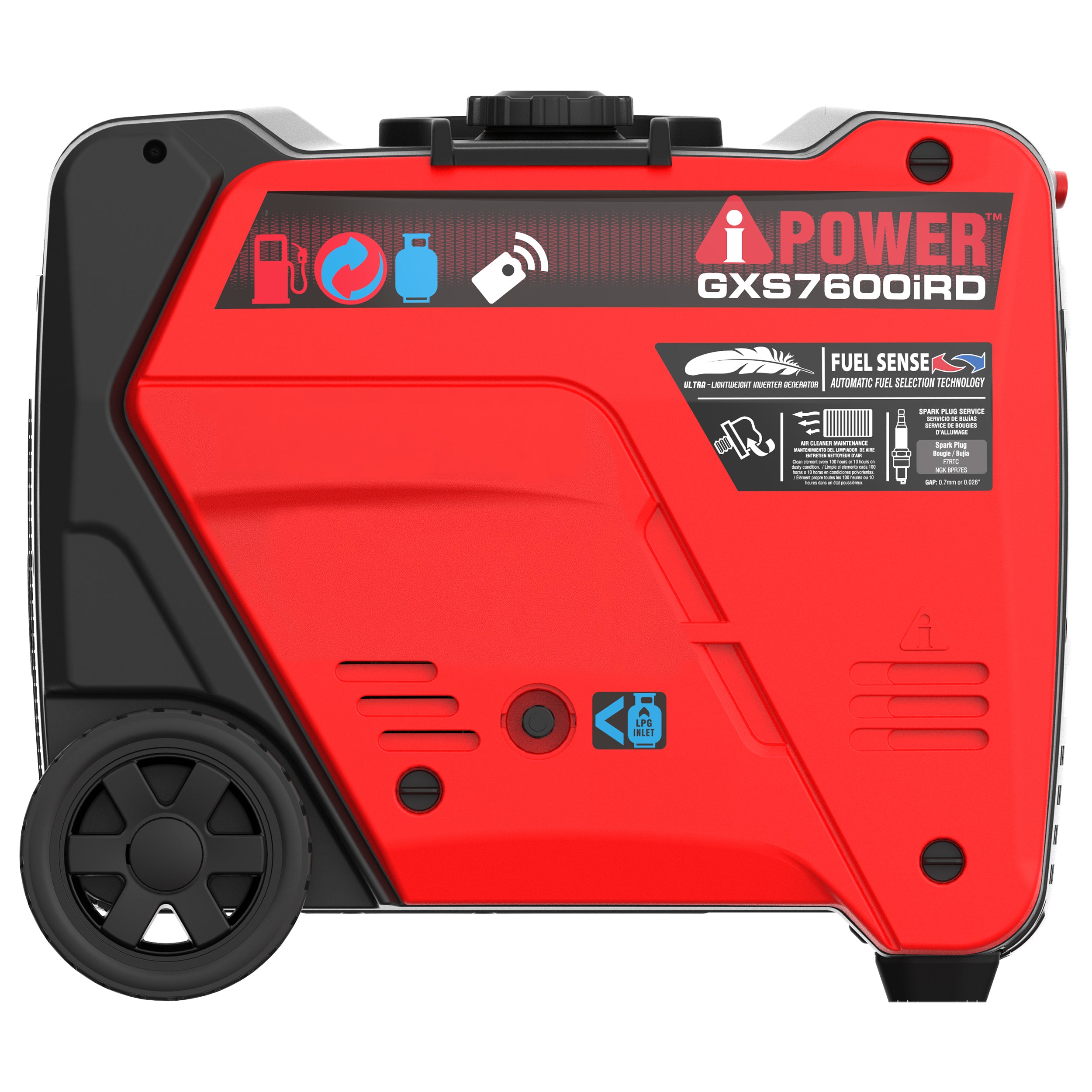 iPower GXS7600iRD 6100W/7600W Dual Fuel Portable Generator - Gas & Propane Powered, Low THD Inverter with CO Alert - Ideal for Camping, RV Trips & Emergency Power Backup