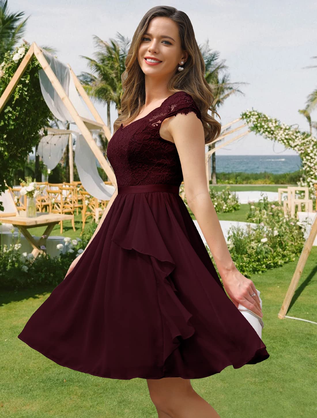 Wedtrend Women's Short Prom Dress 2024 - Floral Ruffle Bridesmaid & Wedding Guest Cocktail Dress for Homecoming, Party & Special Occasions