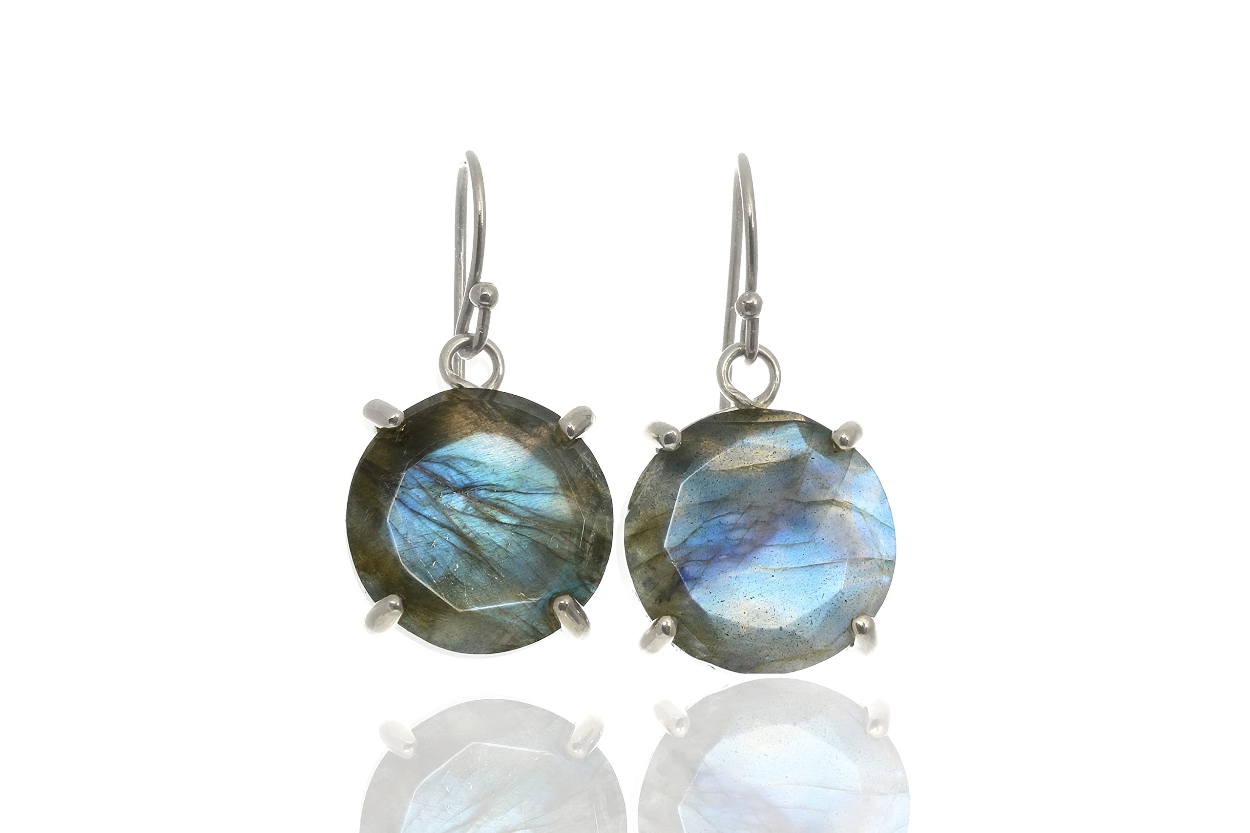 Handmade Anemone Blue Labradorite Dangle Earrings for Women - Sterling Silver Gemstone Jewelry with Gift Box - Customizable Artisan Earrings - Perfect for Weddings, Parties & Special Occasions