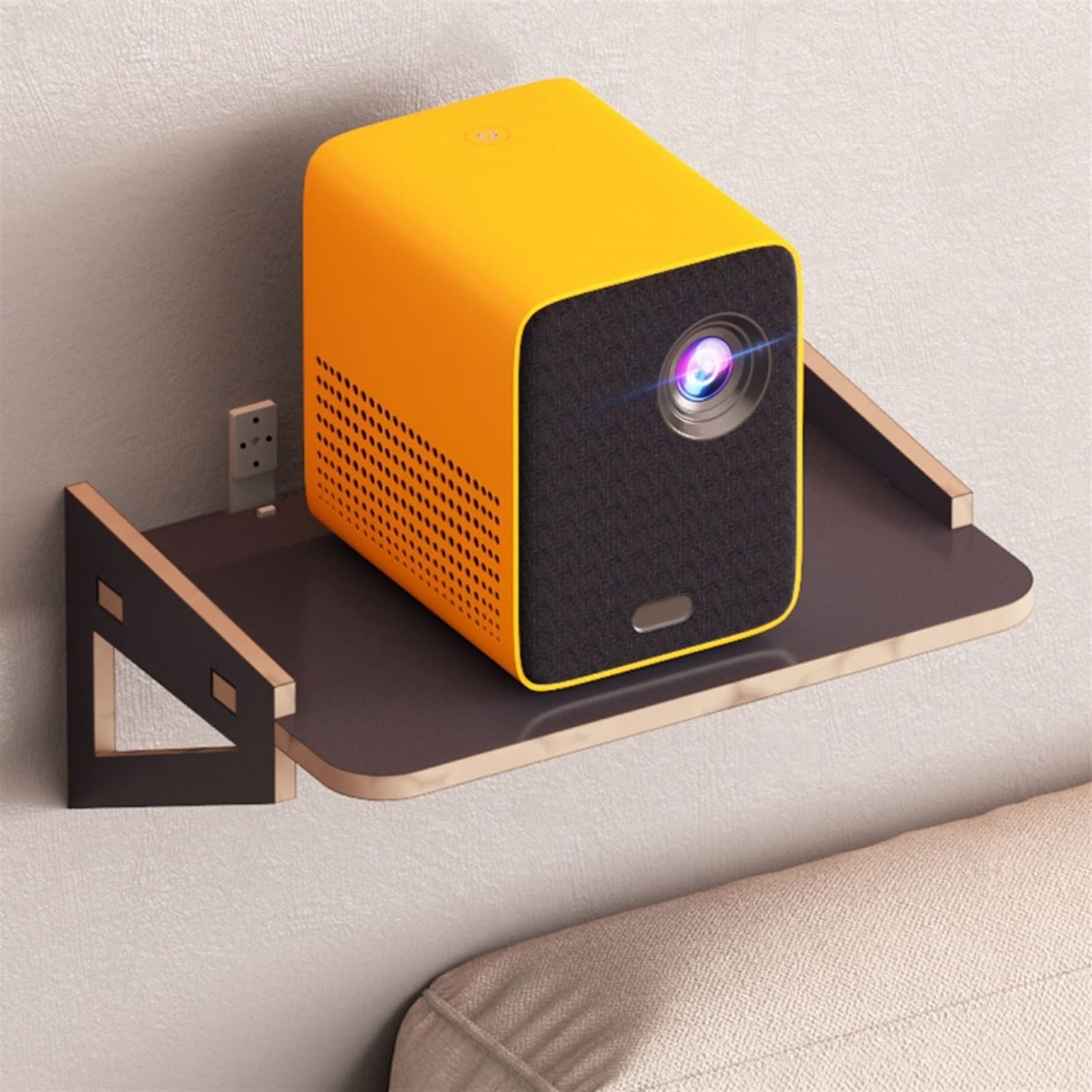 Wall Mounted Projector Shelf - Heavy Duty Home Theater Projector Rack, Bedside Tray & Decorative Shelf for Living Room & Bedroom (No Drilling Required)